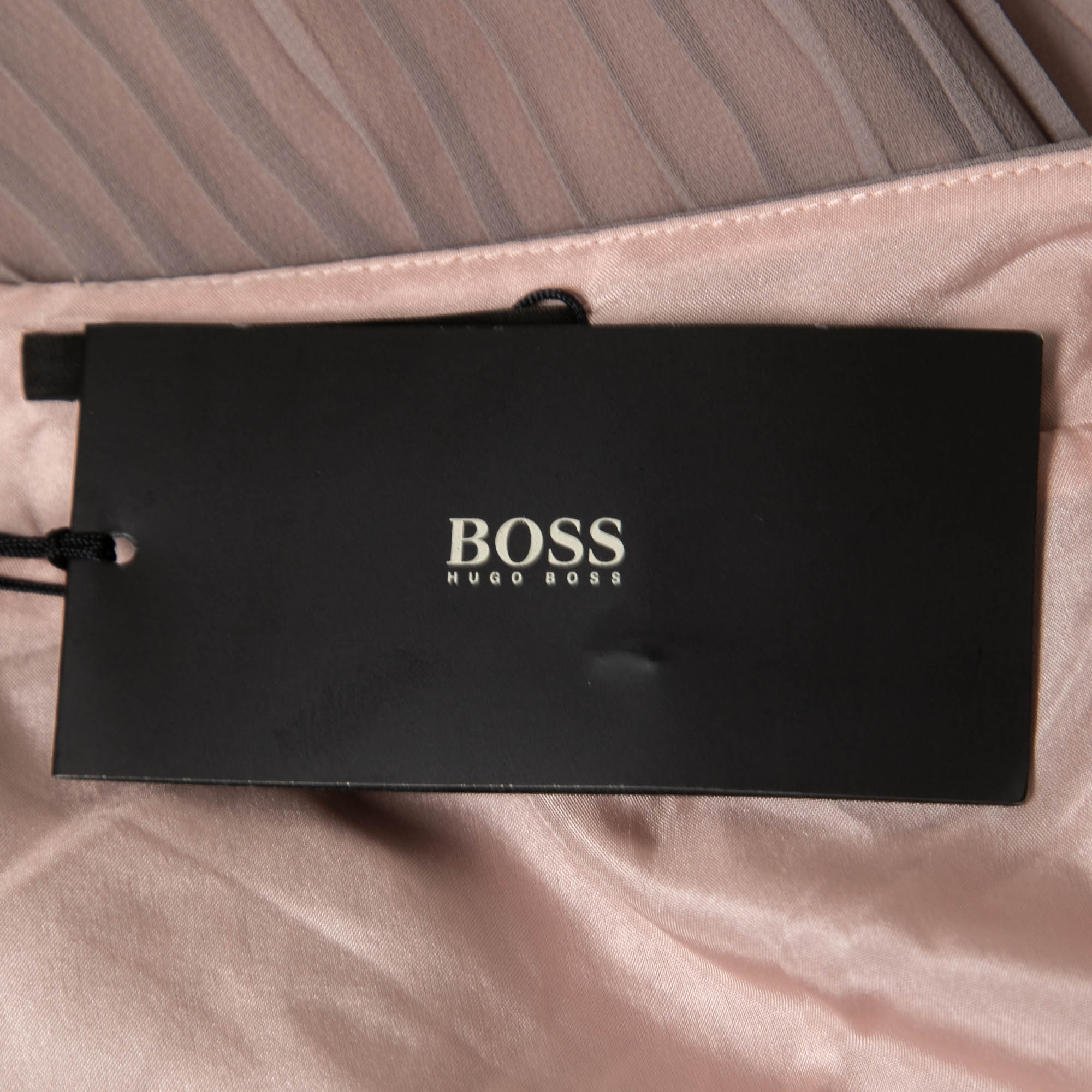 Boss By Hugo Boss Pink/Grey Crepe Pleated Knee Length Verylla Skirt L