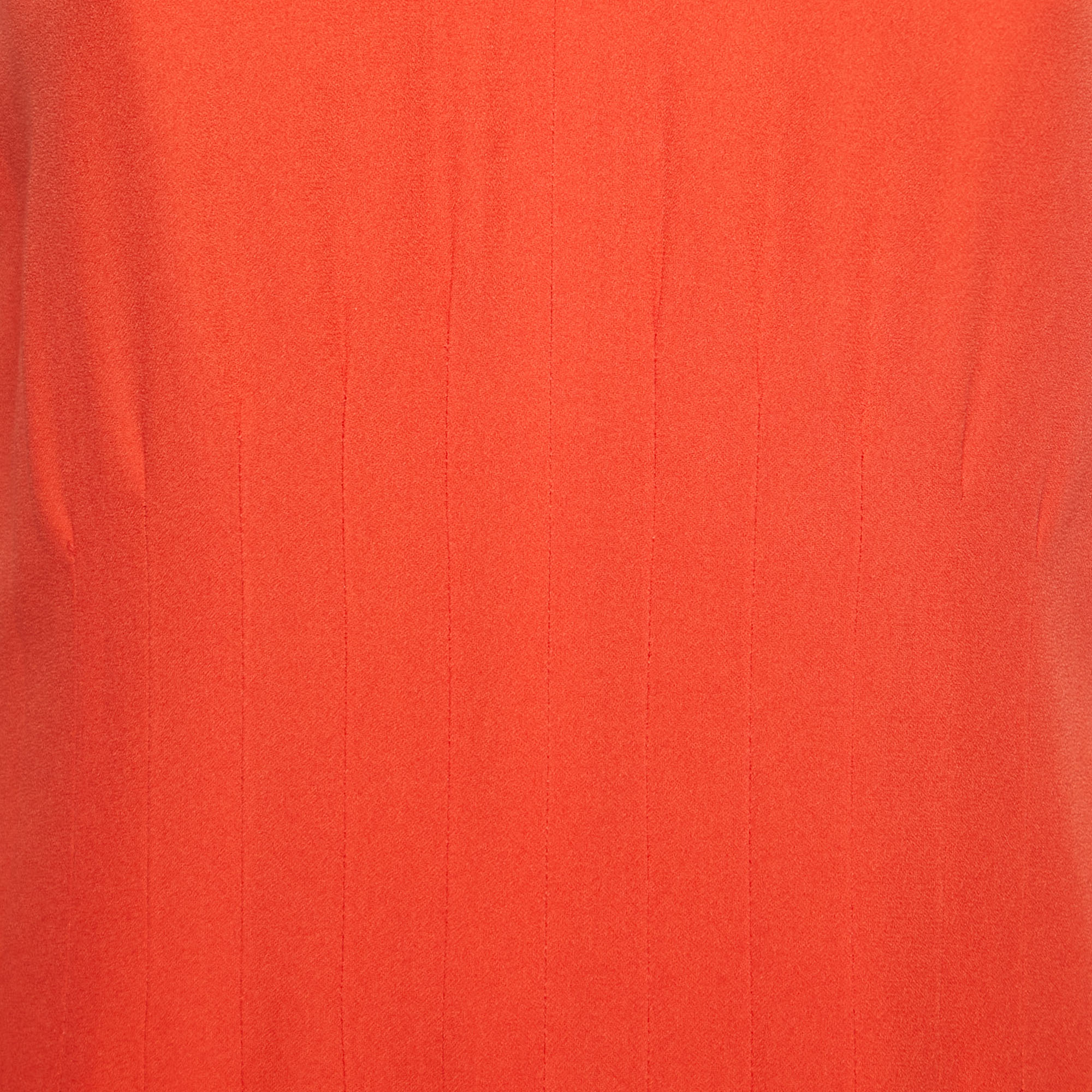 Boss By Hugo Boss Orange Crepe Sleeveless V-Neck Slit Detail Maxi Dress M