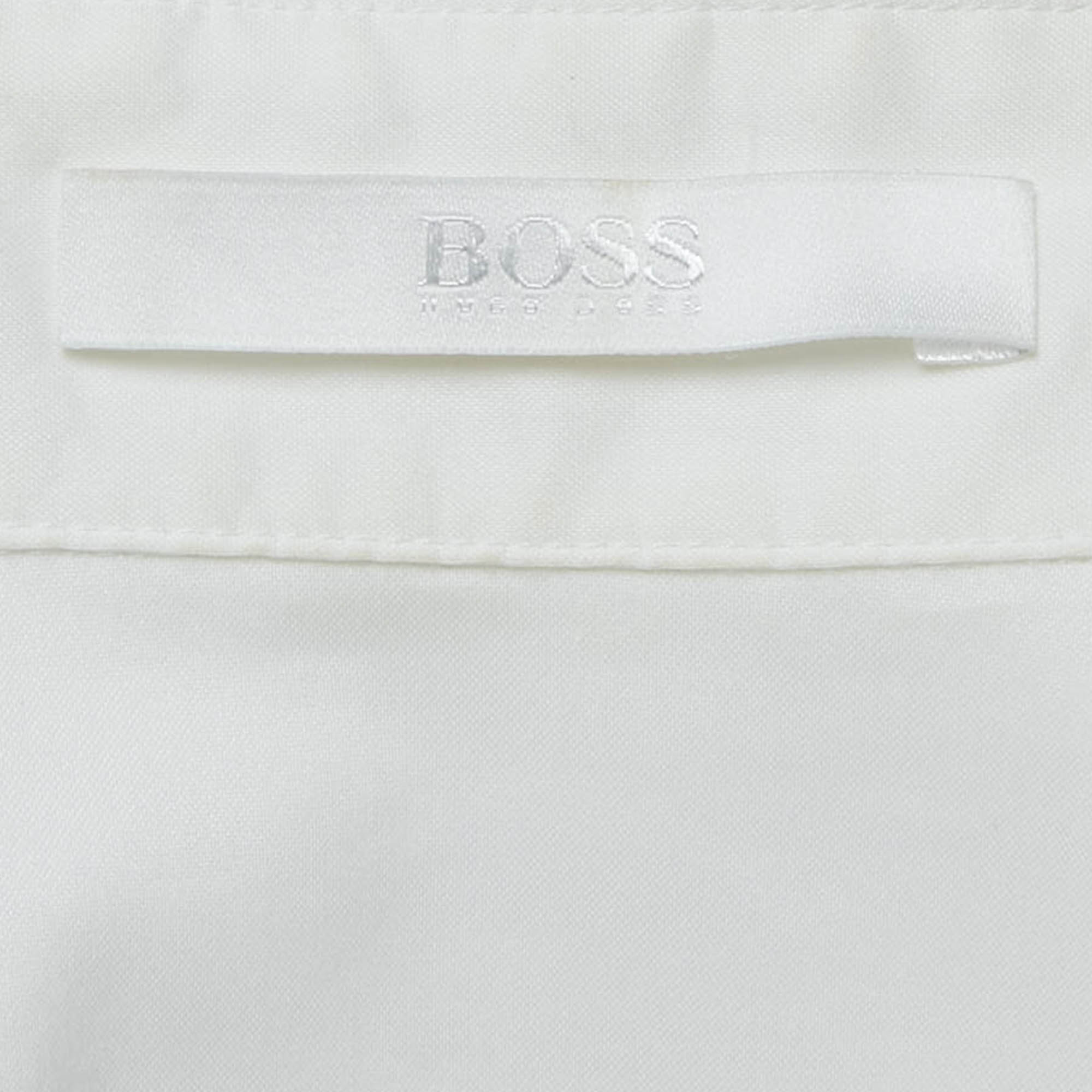 Boss By Hugo Boss White Cotton Blend Fitted Shirt XS