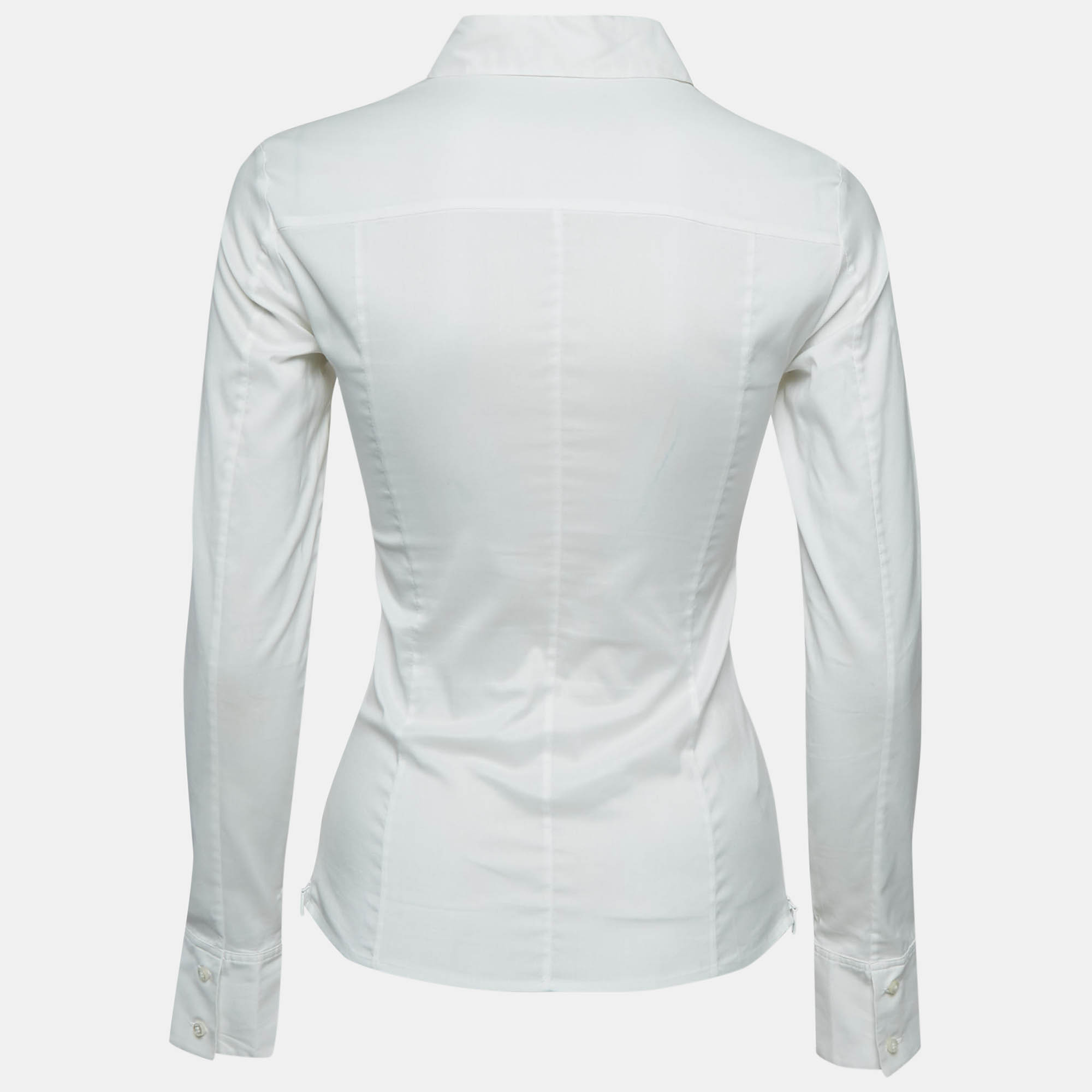 Boss By Hugo Boss White Cotton Blend Fitted Shirt XS