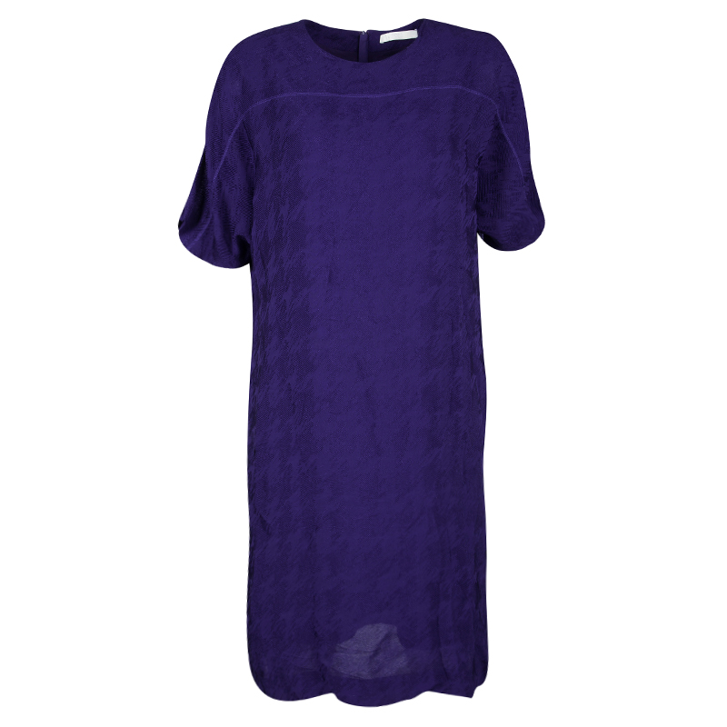 Image of Boss By Hugo Boss Purple Textured Short Sleeve Shift Dress S
