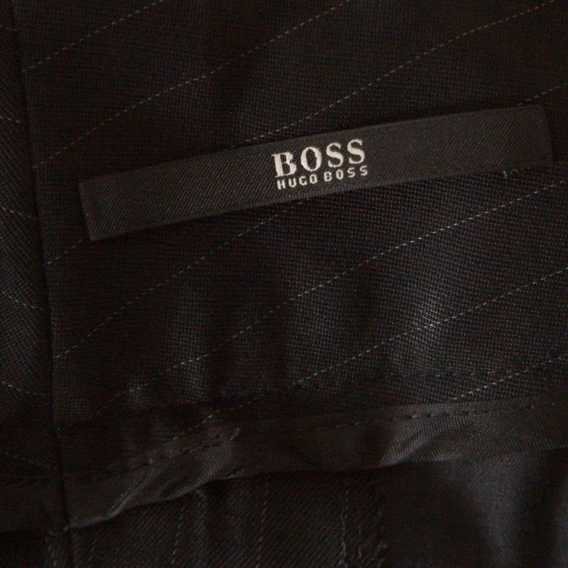 Boss By Hugo Boss Black Pin Striped Tailored Trousers M