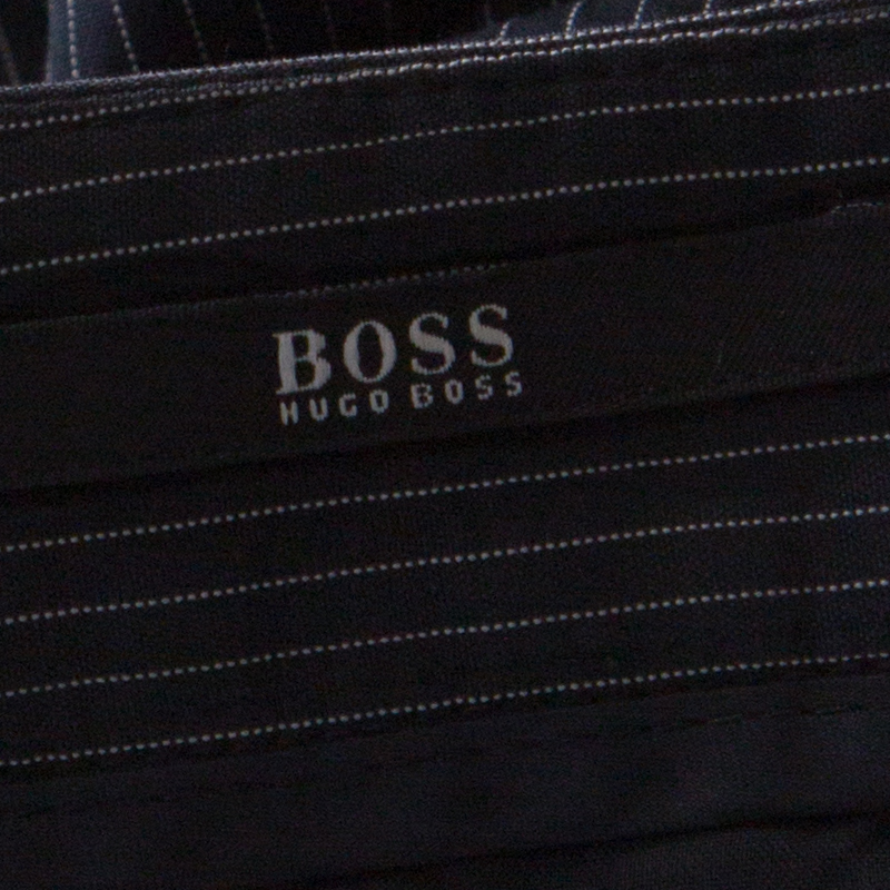 Boss Hugo Boss Black Pinstriped Cotton Wide Leg Belted Trousers S