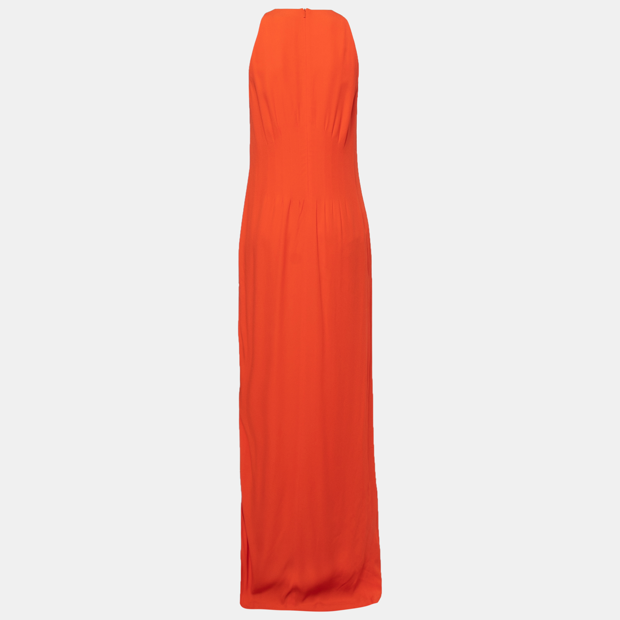 

Boss By Hugo Boss Orange Crepe Sleeveless Pleated Maxi Dress
