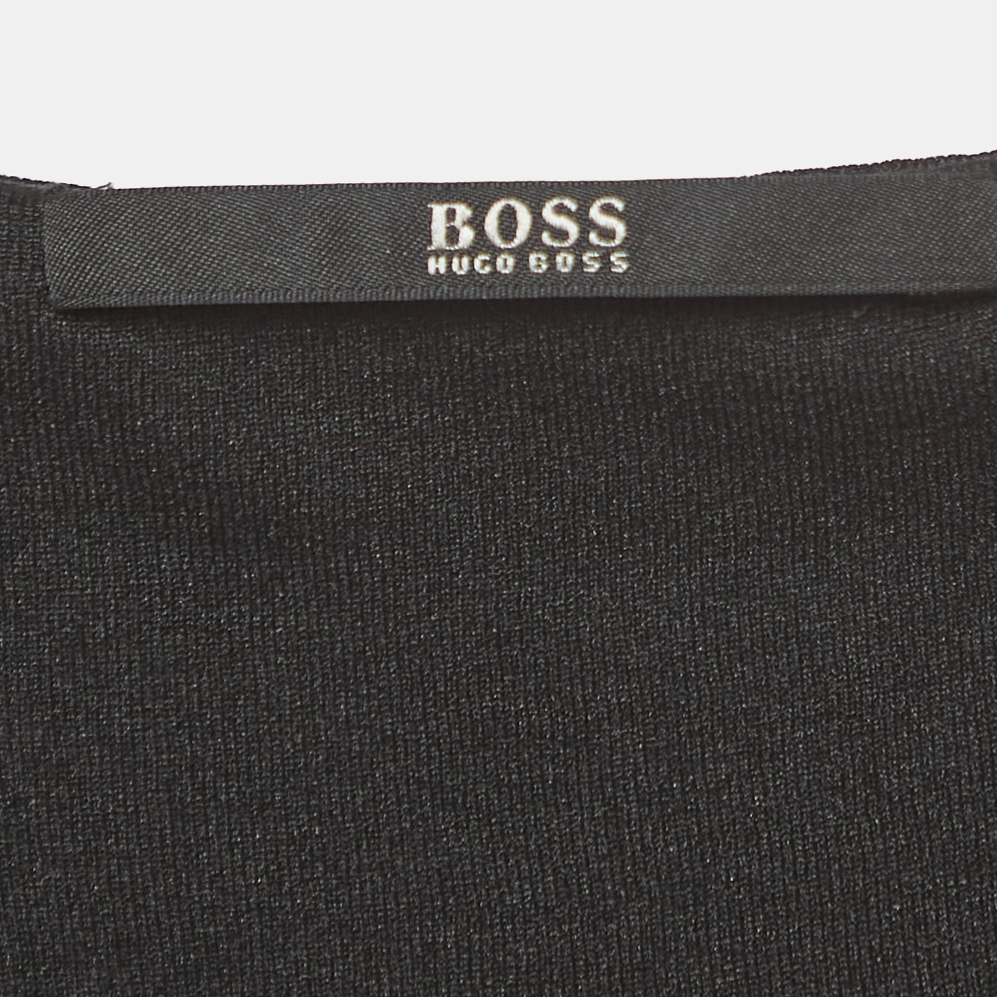 Boss By Hugo Boss Black Patterned Knit Sleeveless Short Dress S