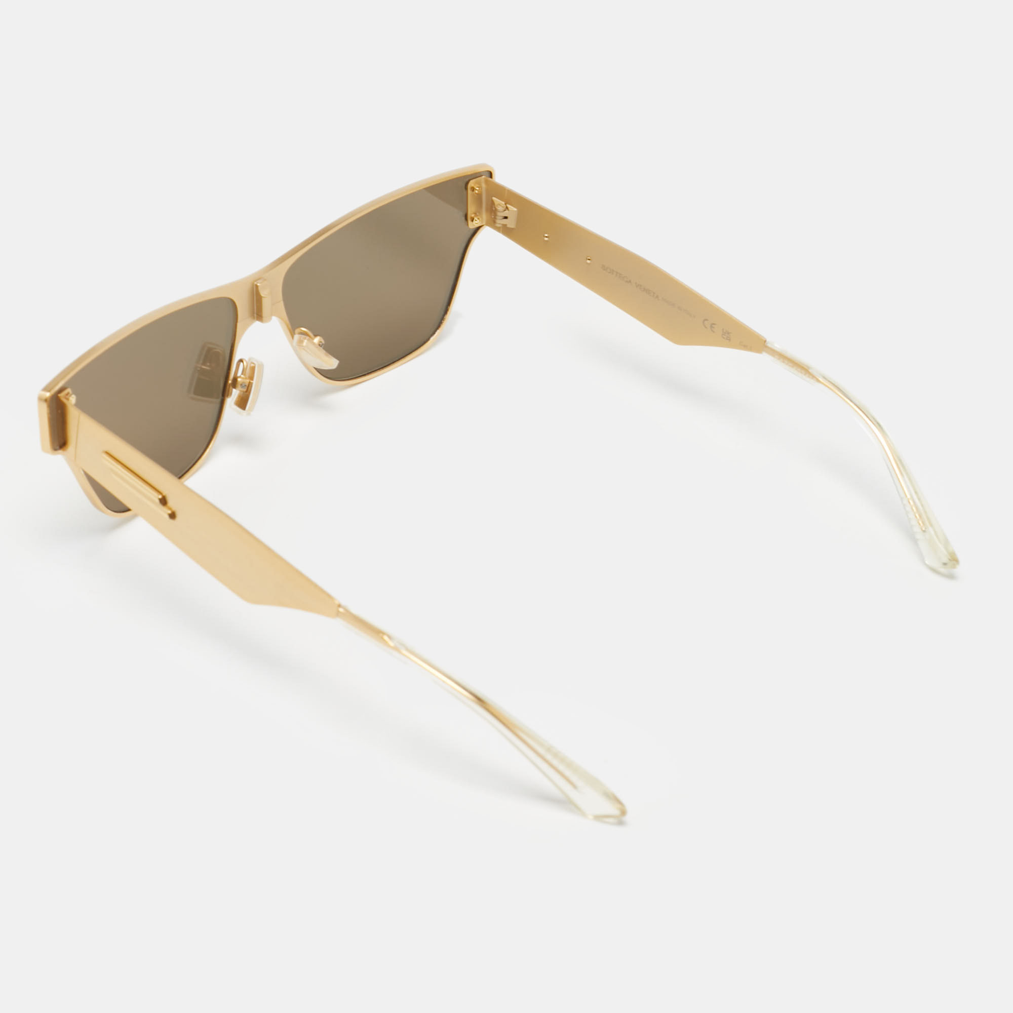 Bottega Veneta Gold Tone/Grey & Gold Mirrored BV1148S Rectangle Sunglasses