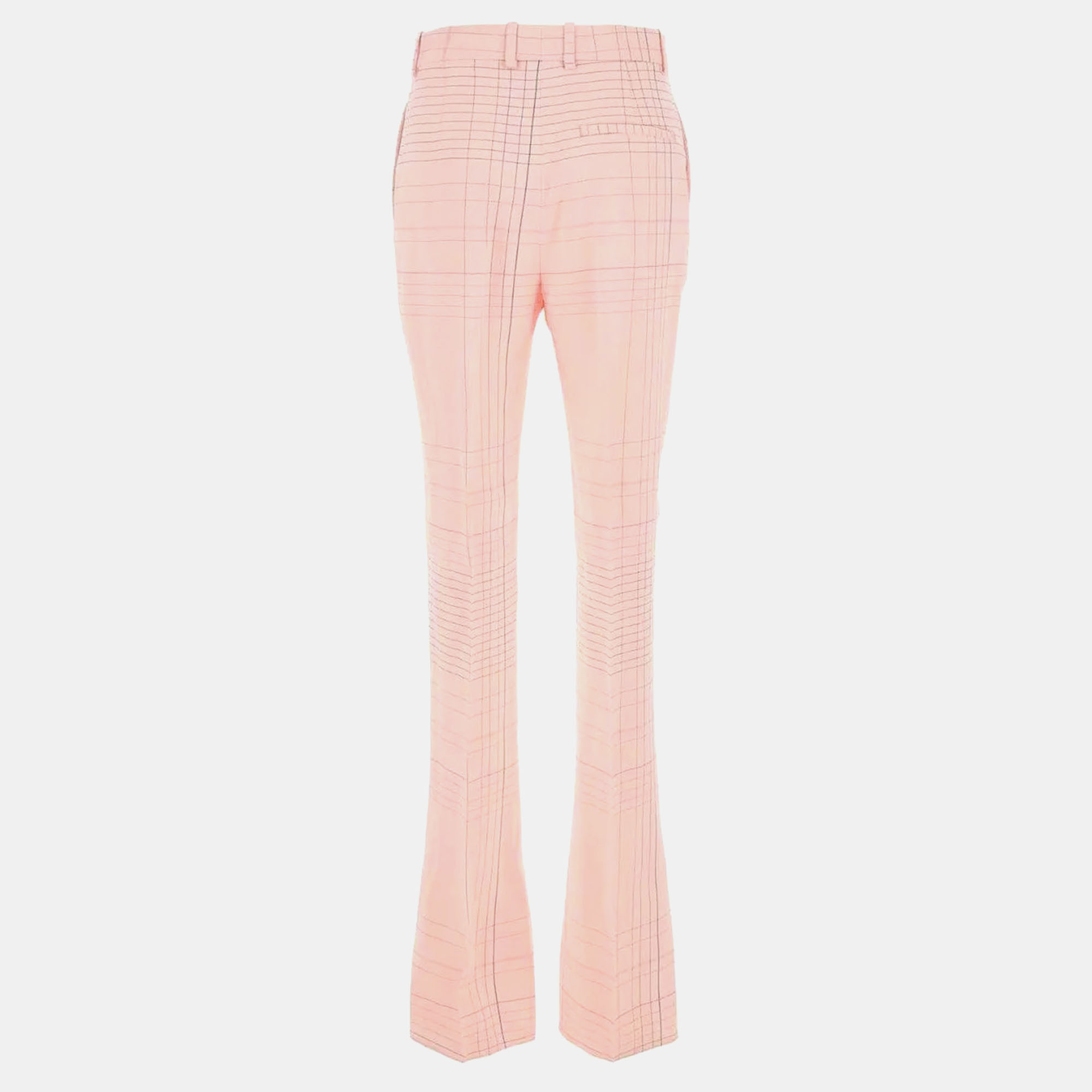 Bottega Veneta Pink Checked Crepe Straight-leg Pants IT 36