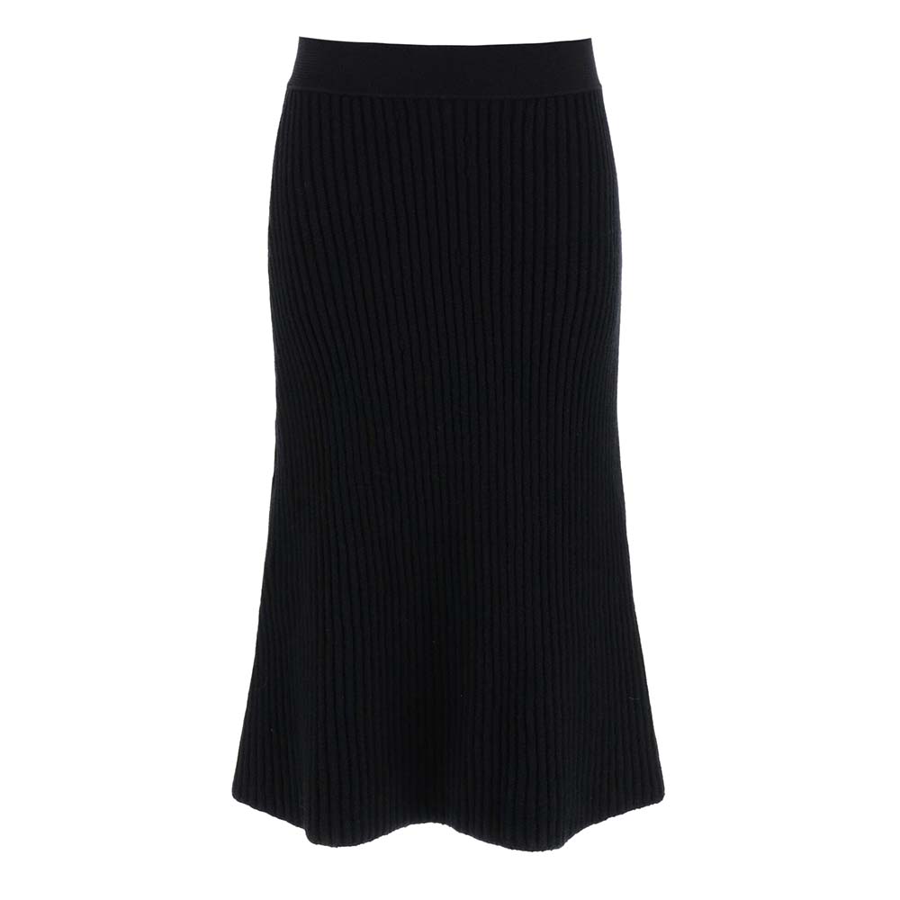 Image of Bottega Veneta Black Fondente Ribbed Midi Skirt size M