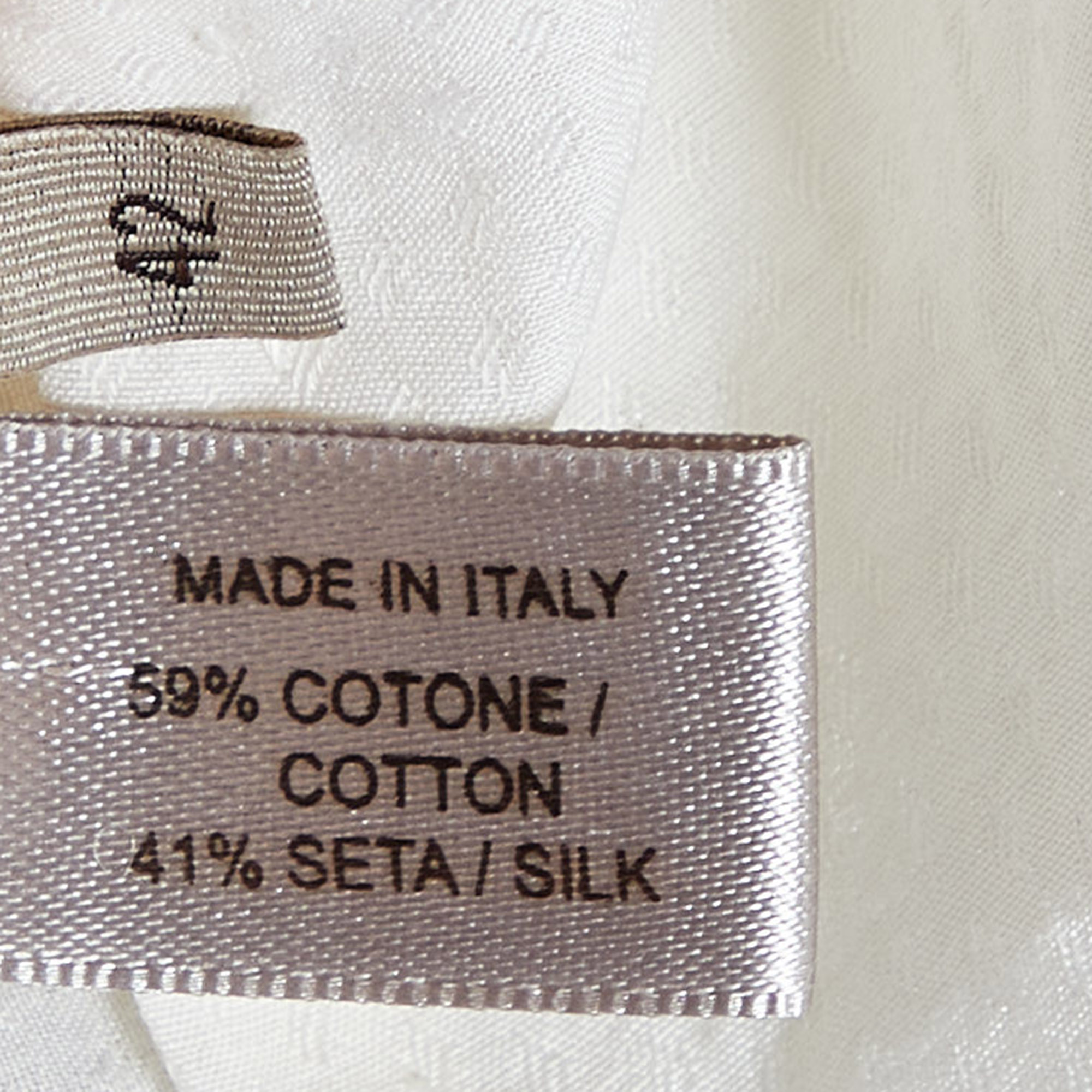 Bottega Veneta Cream Cotton & Silk Tie Detail Top M