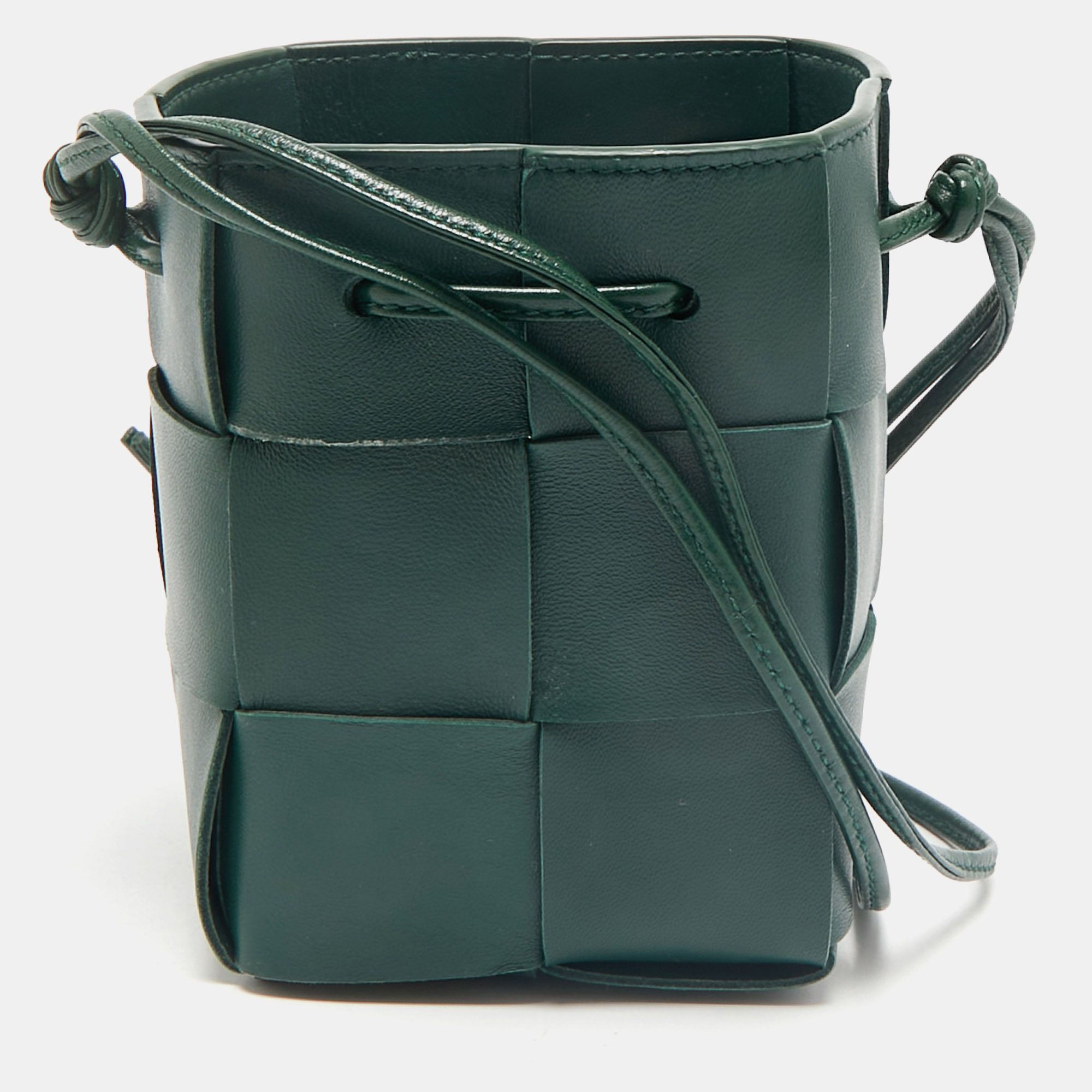Bottega Veneta Dark Green Intrecciato Leather Mini Cassette Bucket Bag
Bottega Veneta Dark Green Intrecciato Leather Mini Cassette Bucket Bag
