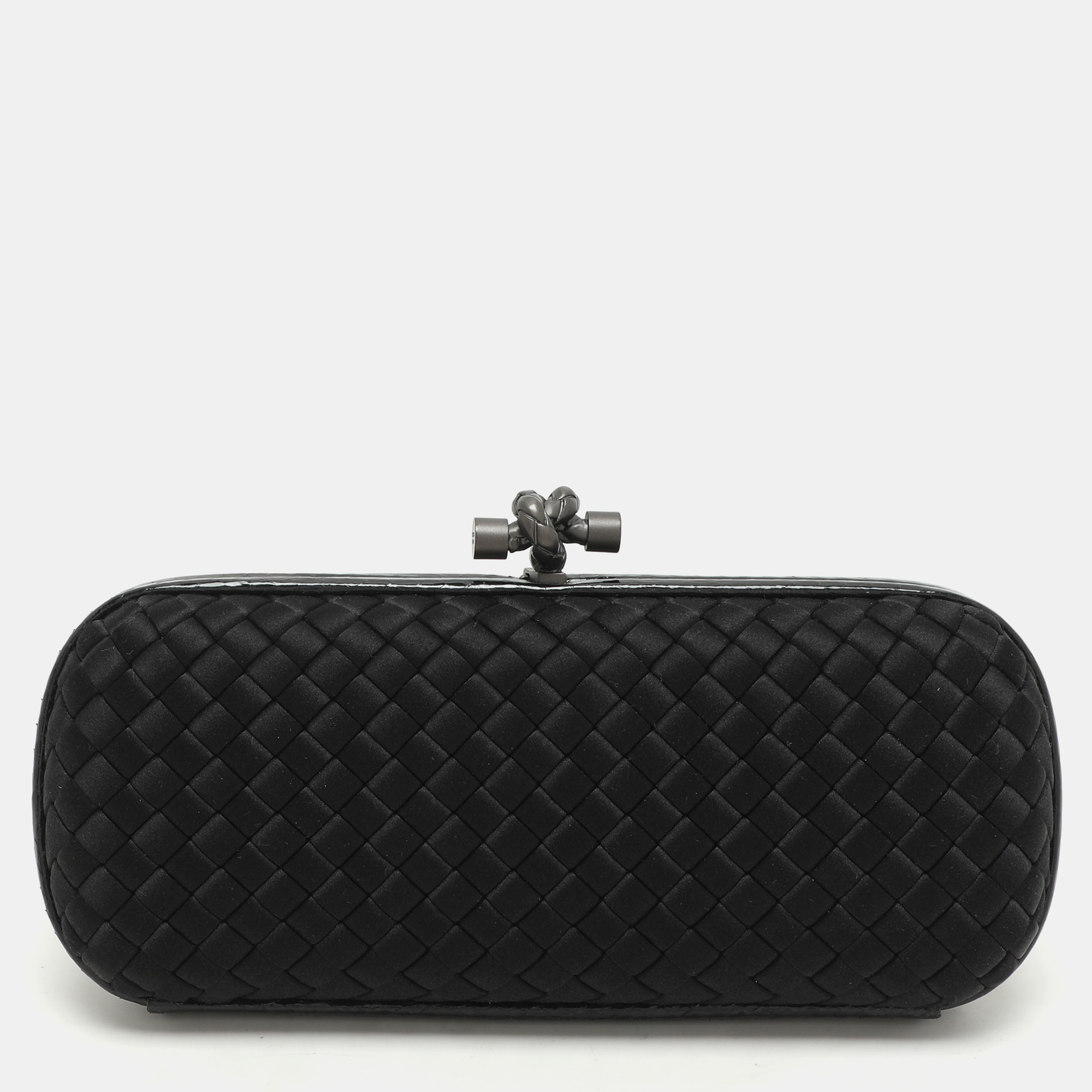 Bottega Veneta Black Intrecciato Satin and Ayers Impero Stretch Knot Clutch
Bottega Veneta Black Intrecciato Satin and Ayers Impero Stretch Knot Clutch