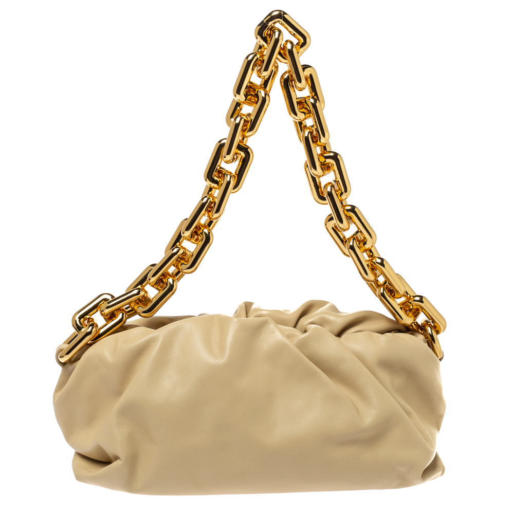 Image of Bottega Veneta Beige Leather The Chain Pouch Bag