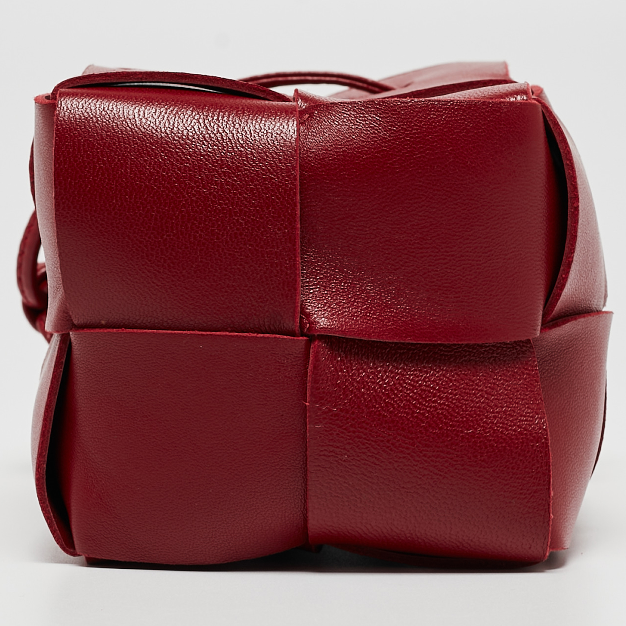 Bottega Veneta Red Intrecciato Leather Mini Cassette Bucket Bag