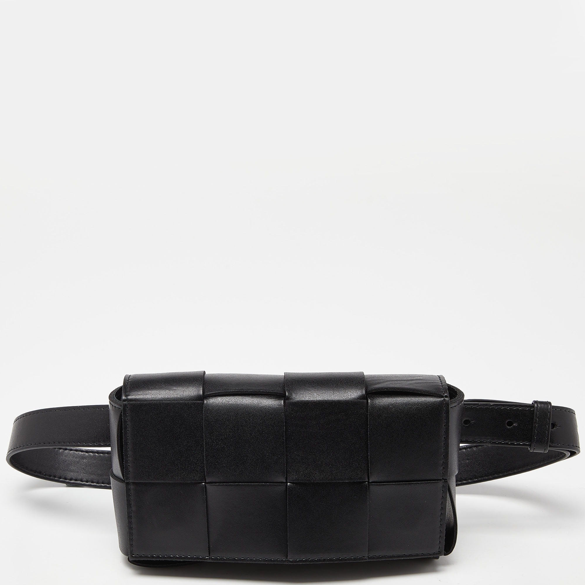 Bottega veneta black intrecciato leather mini cassette belt bag