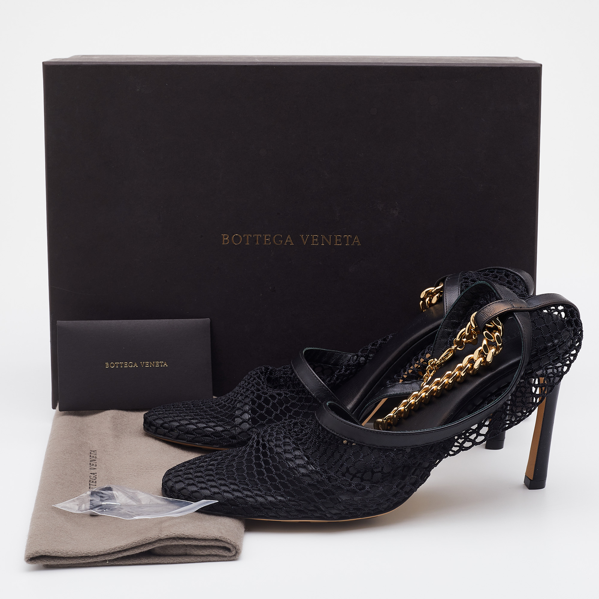 Bottega Veneta Black Stretch Mesh And Leather D'orsay Pumps Size 37