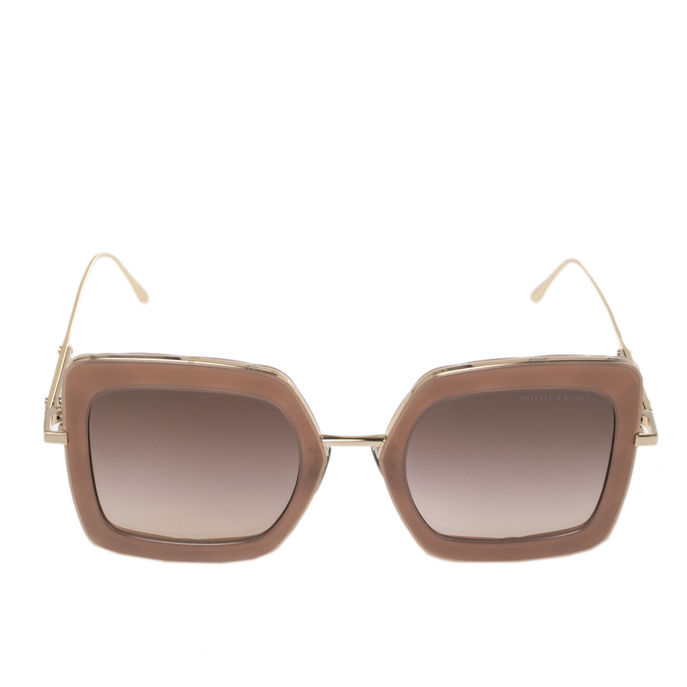 

Bottega Veneta Gold/Brown BV0209S 002 Oversized Gradient Sunglasses