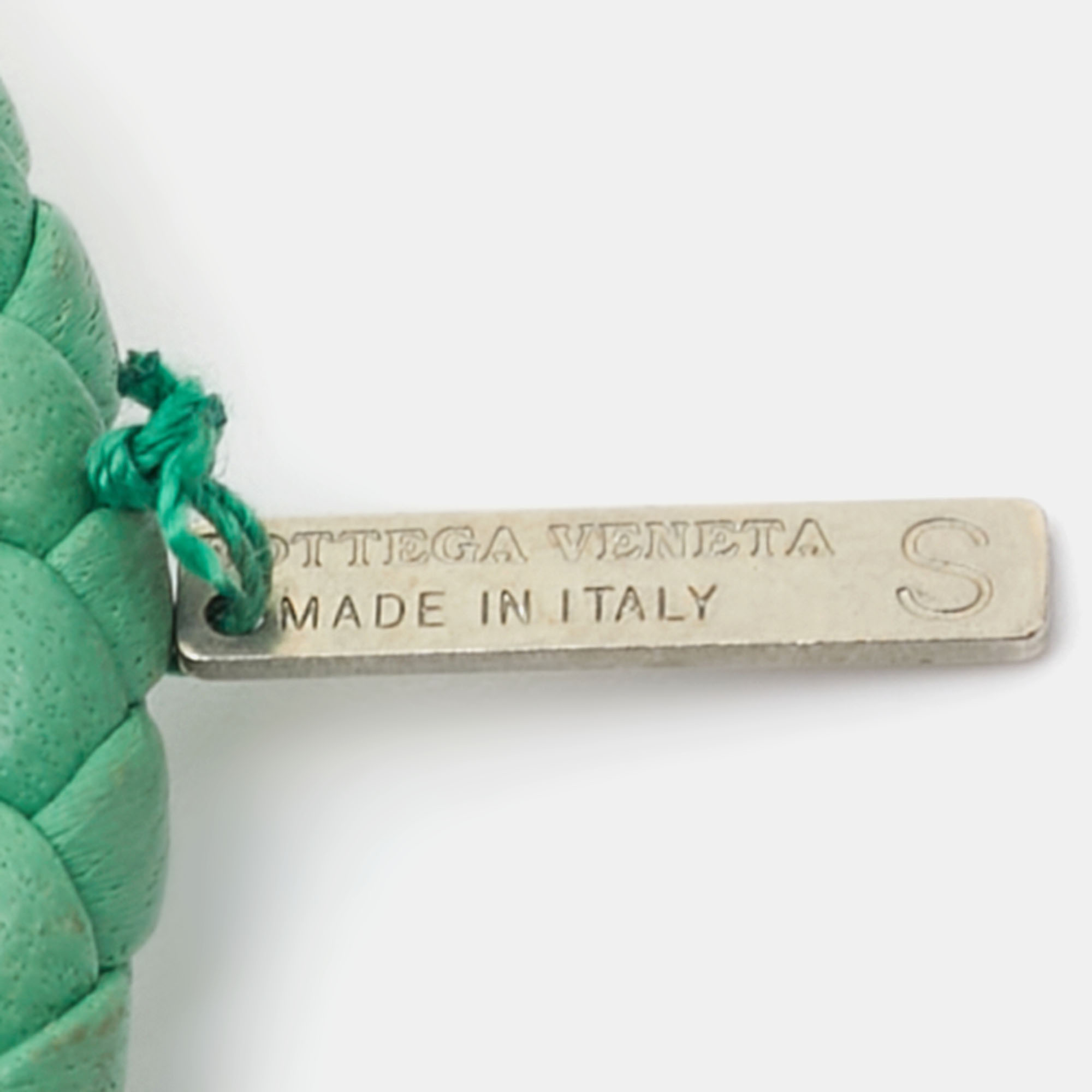 Bottega Veneta Green Leather Intrecciato Knot Bracelet S