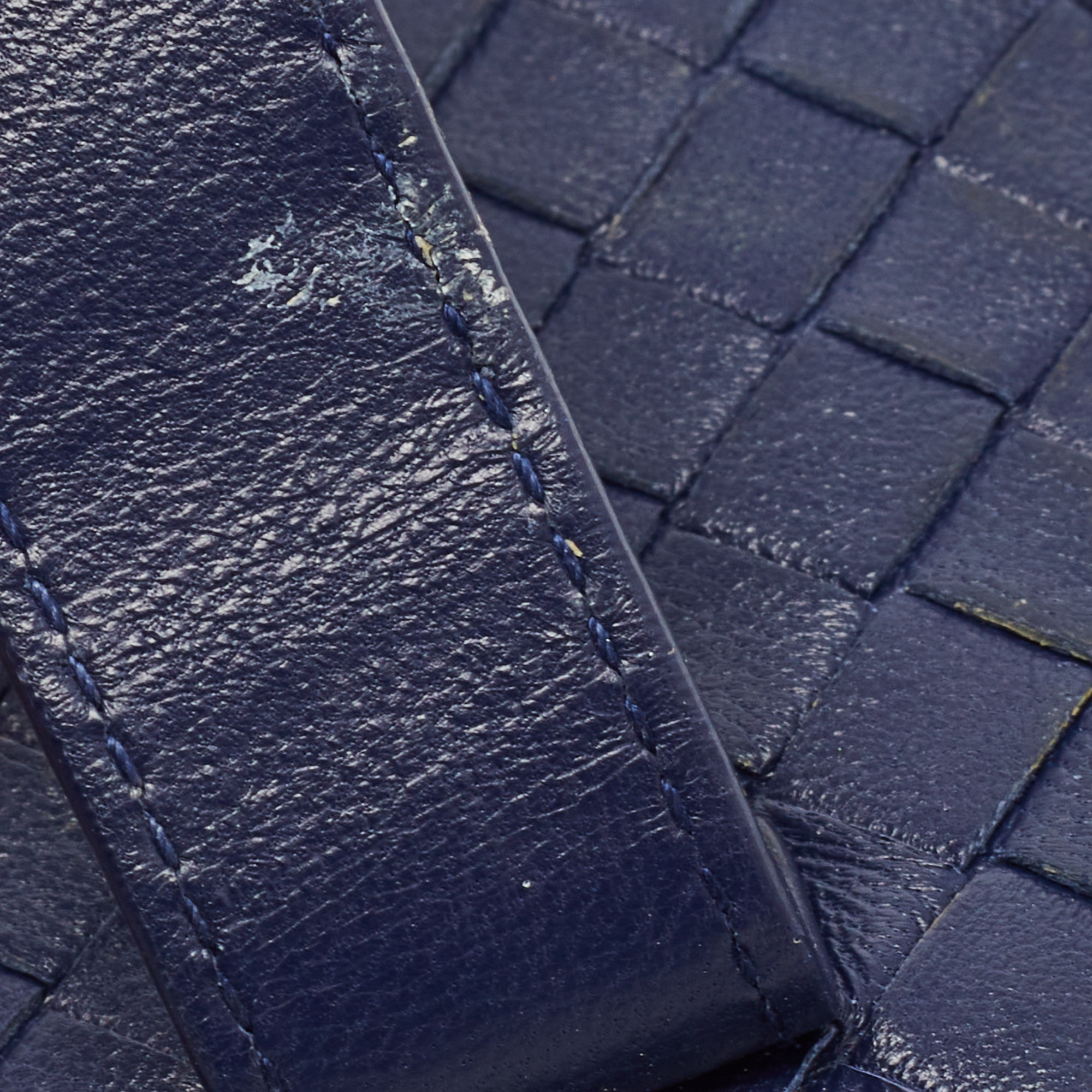 Bottega Veneta Dark Blue Intrecciato Leather Phone Case