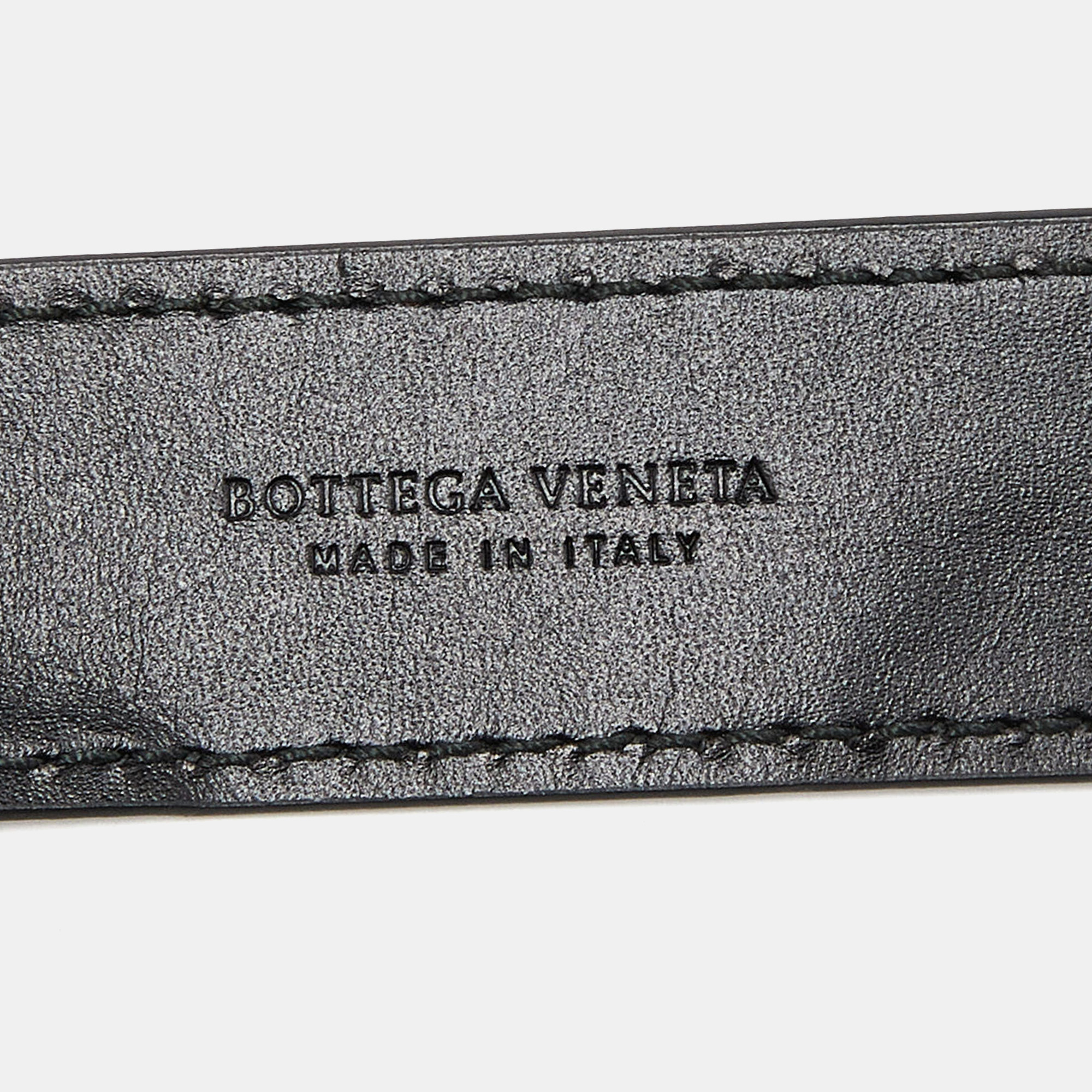 Bottega Veneta Black Leather Slim Buckle Belt 85CM