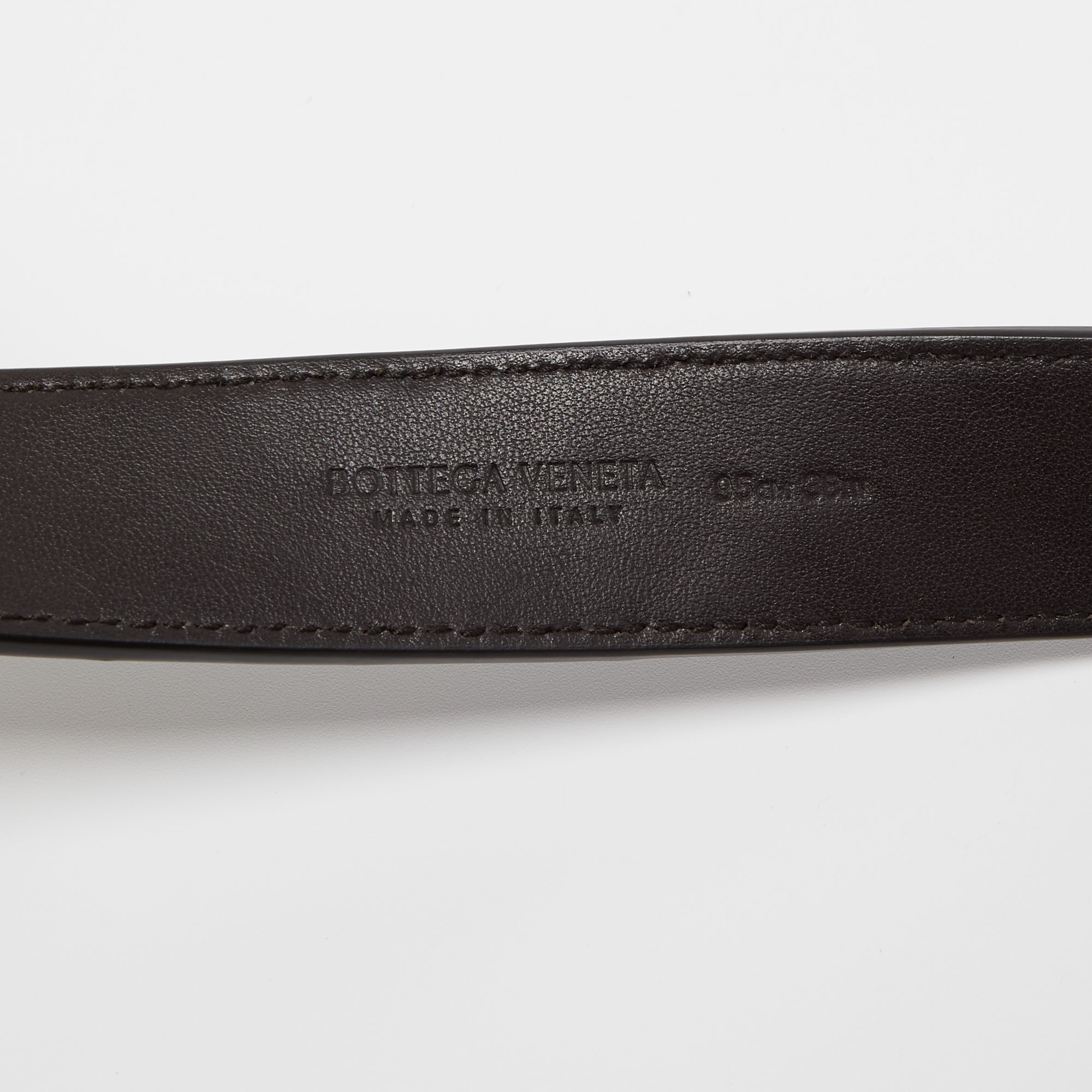 Bottega Veneta Black Intrecciato Leather Buckle Belt 95CM