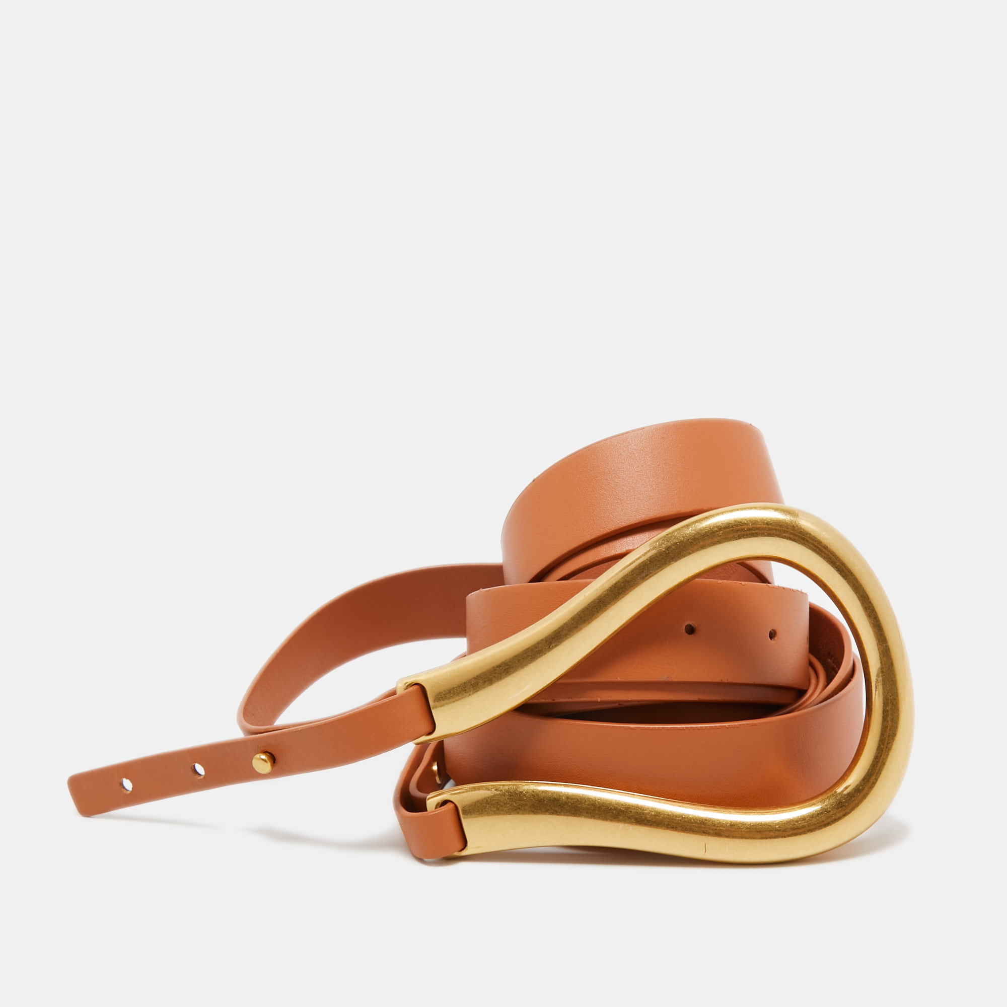 Bottega Veneta Tan Leather Double Strap Waist Belt L