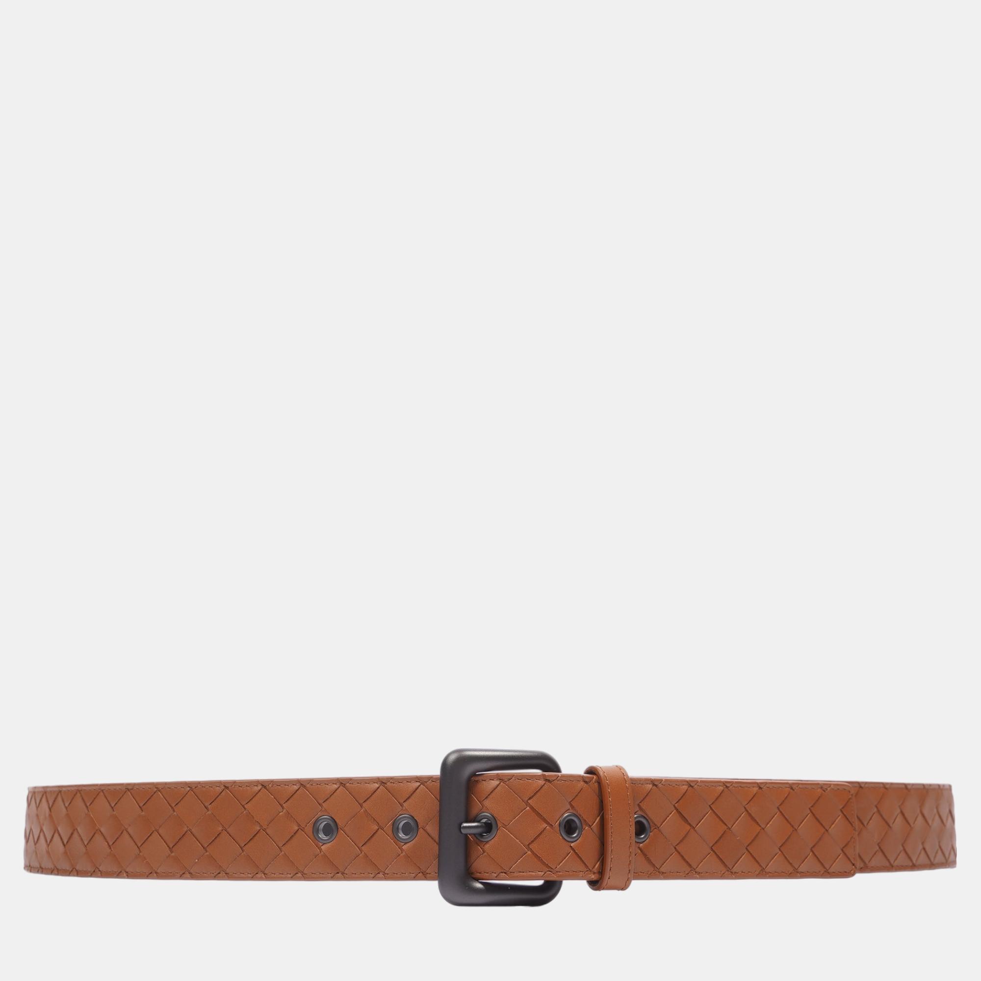 Bottega Veneta Intrecciato Belt Brown Leather 42 / 105