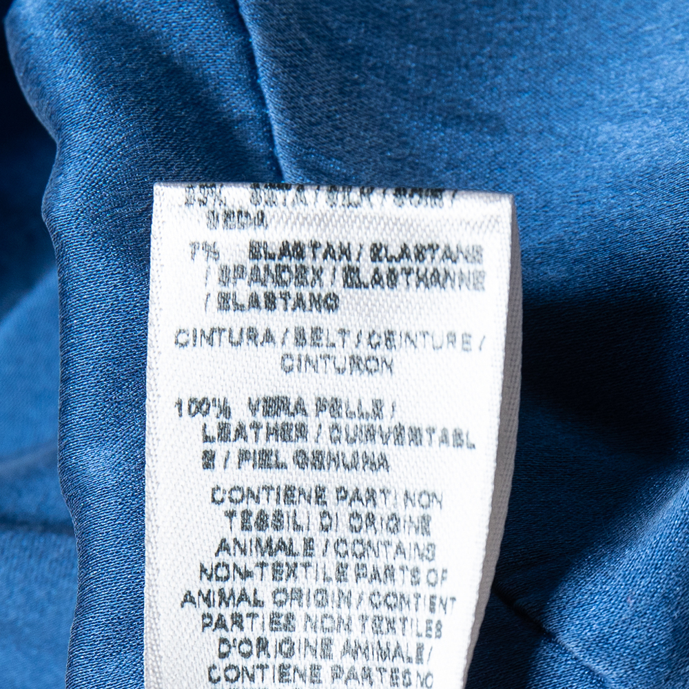 Bottega Veneta Blue Crepe V-Neck Long Sleeve Maxi Dress S