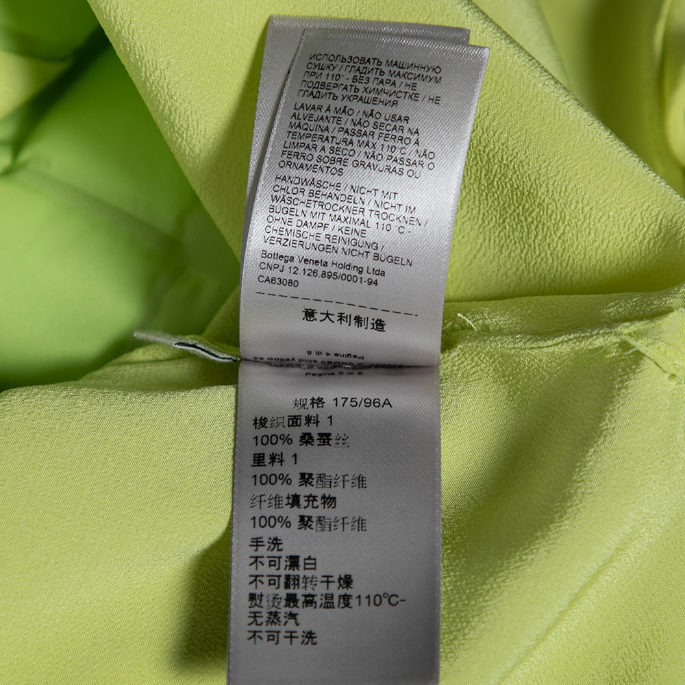 Bottega Veneta Green Silk & Quilted Plastron Detailed Tuxedo Shirt M