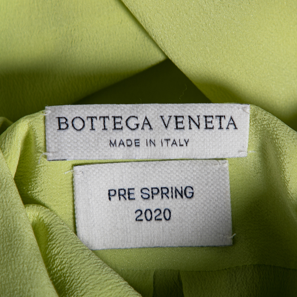 Bottega Veneta Green Silk & Quilted Plastron Detailed Tuxedo Shirt M