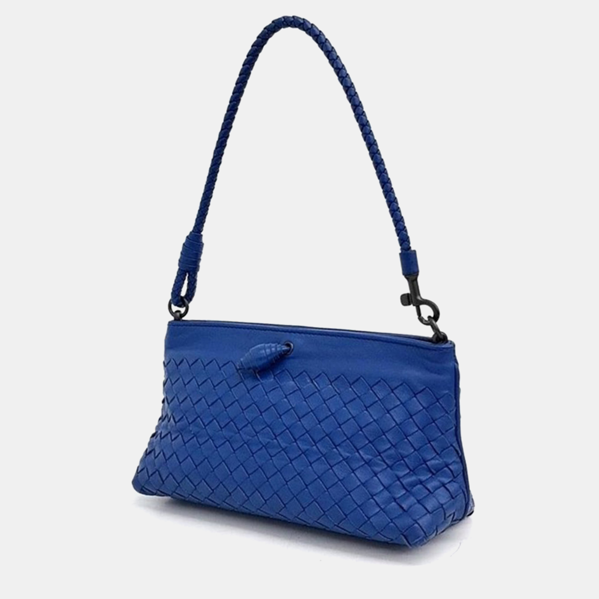 Bottega Veneta Blue Intrecciato Leather Nappa Shoulder Bag