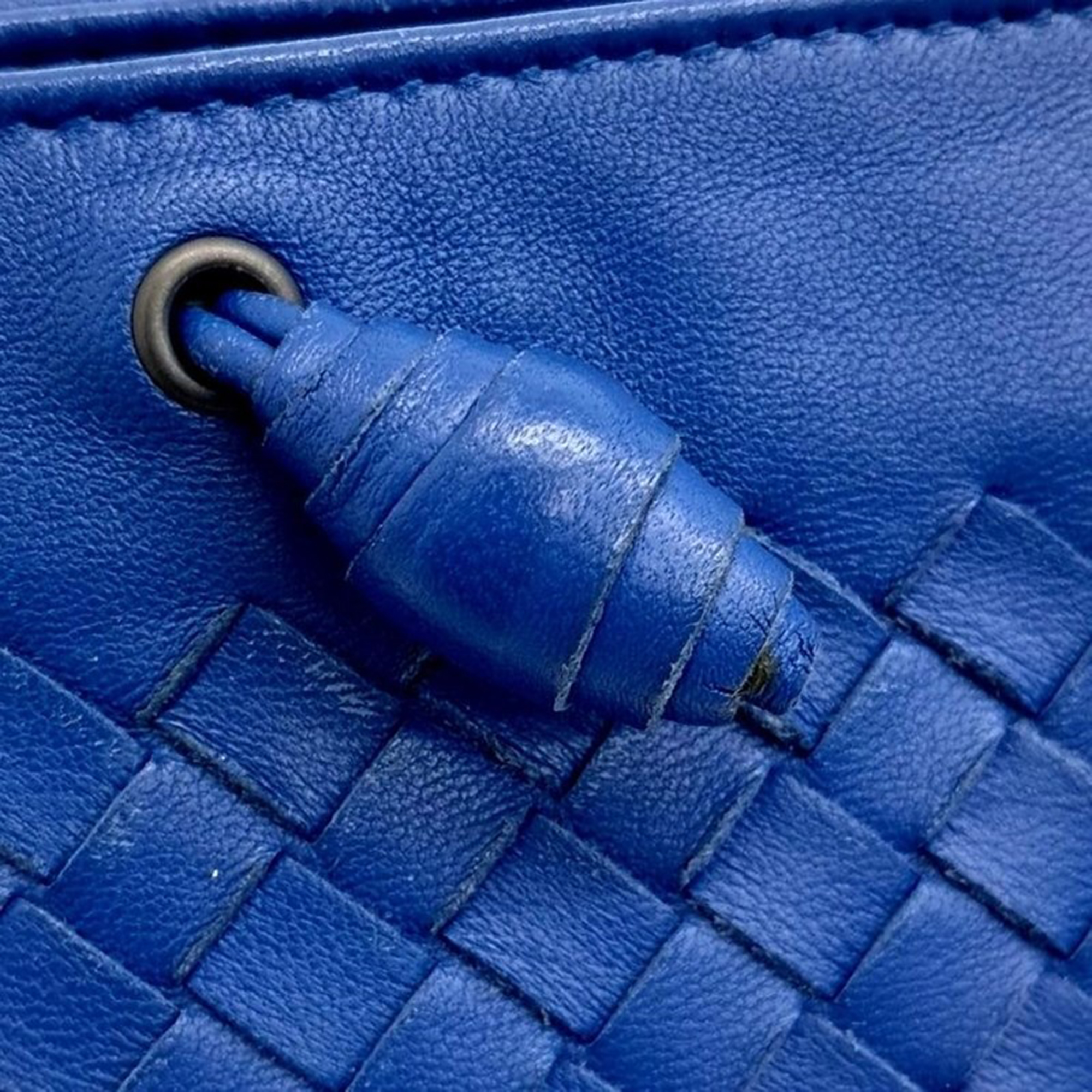 Bottega Veneta Blue Intrecciato Leather Nappa Shoulder Bag