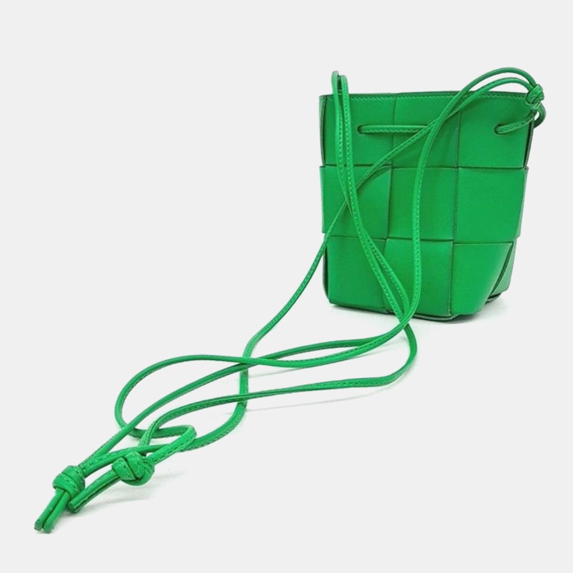 Bottega Veneta Green Leather Cassette Bucket Bag