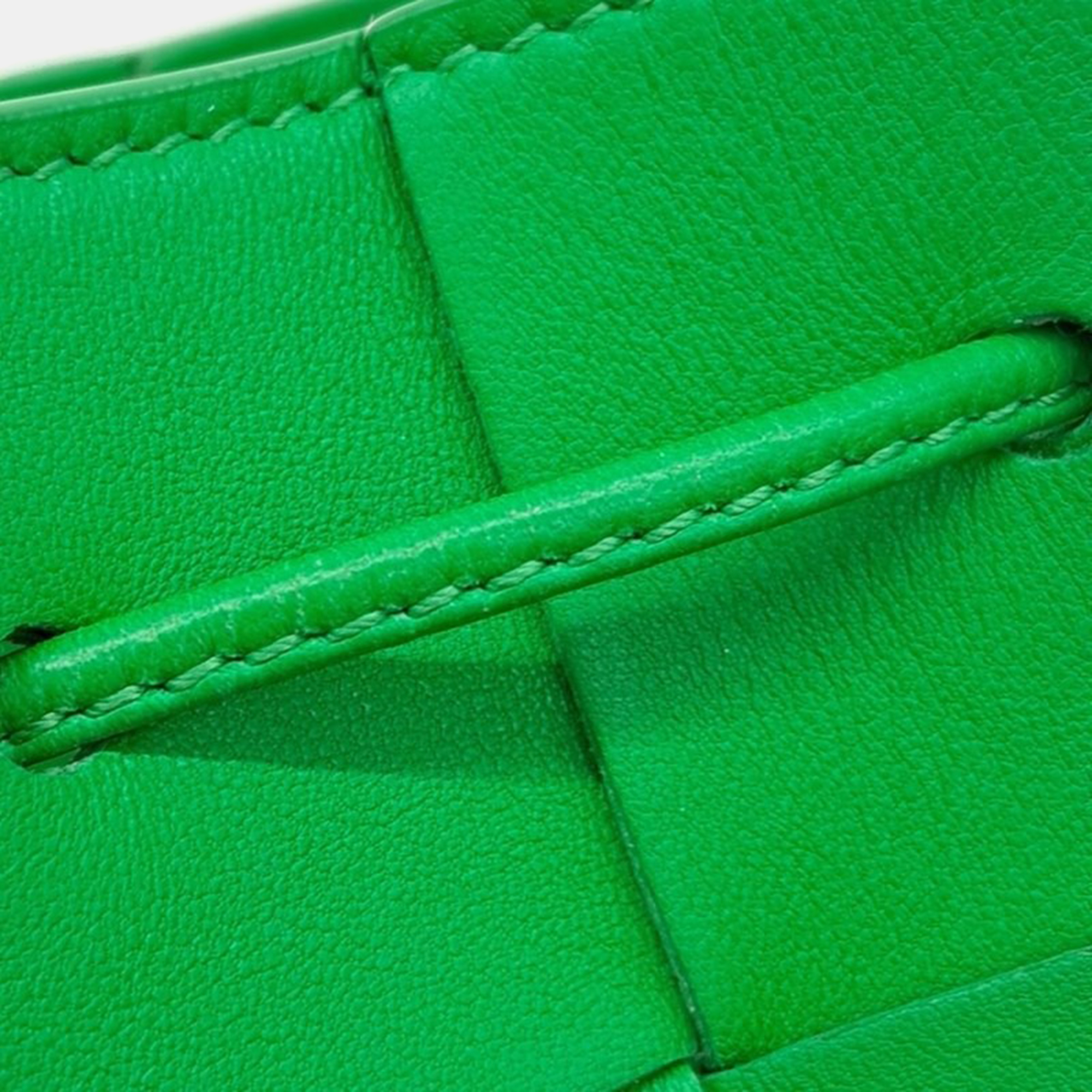 Bottega Veneta Green Leather Cassette Bucket Bag