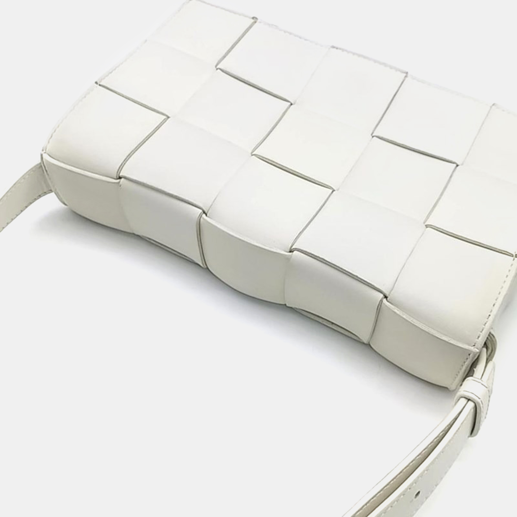 Bottega Veneta White Leather Cassette Shoulder Bag