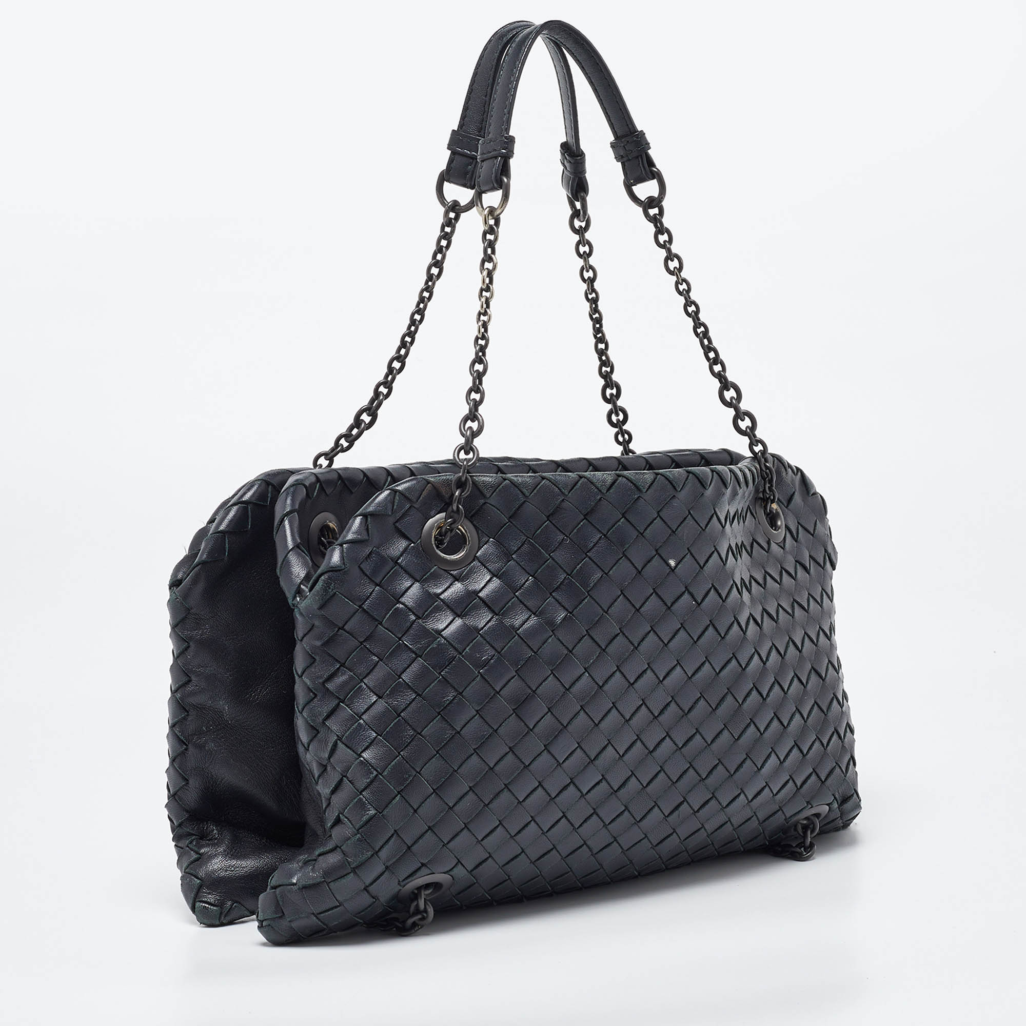 Bottega Veneta Black Intrecciato Leather Shoulder Bag