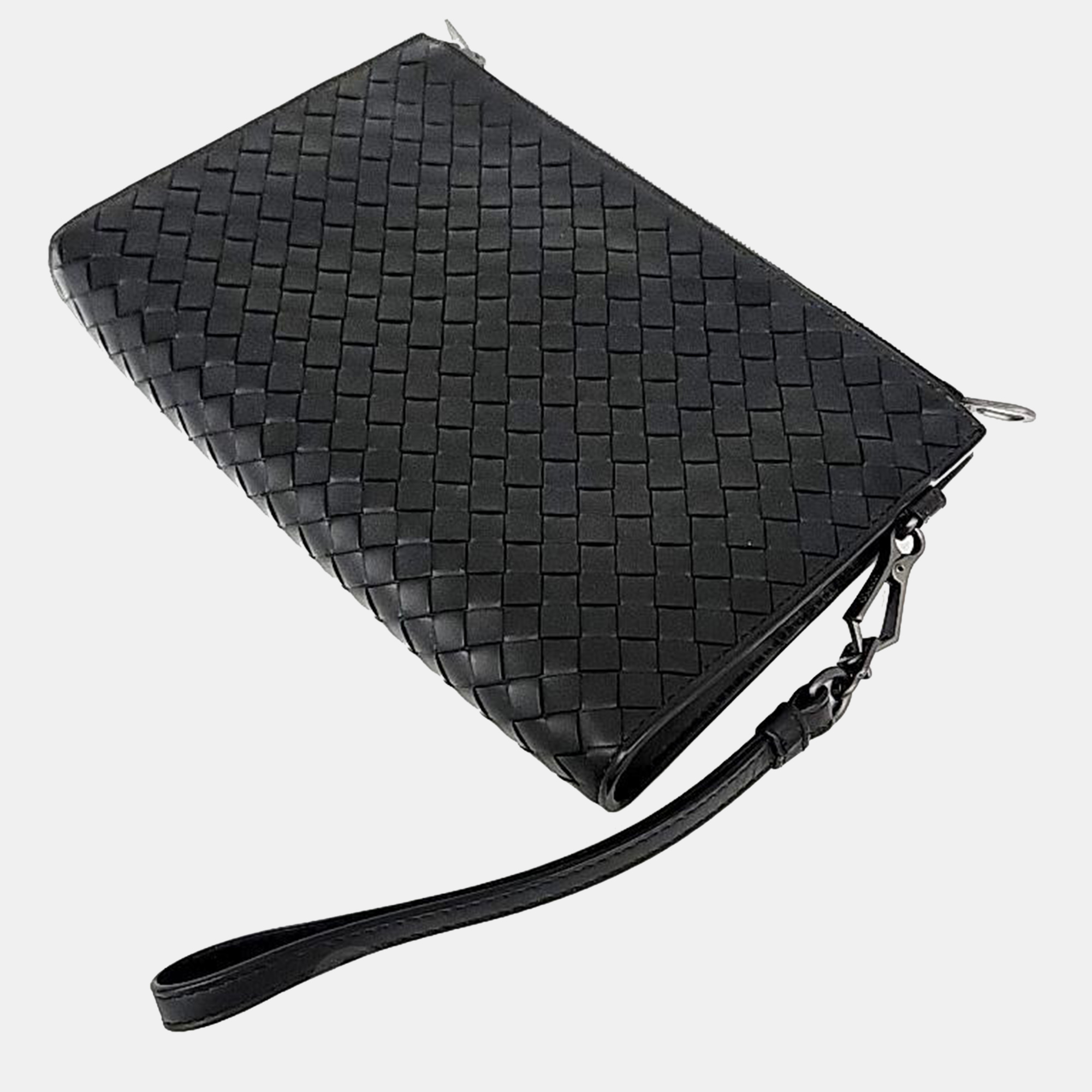 Bottega Veneta Black Leather Clutch