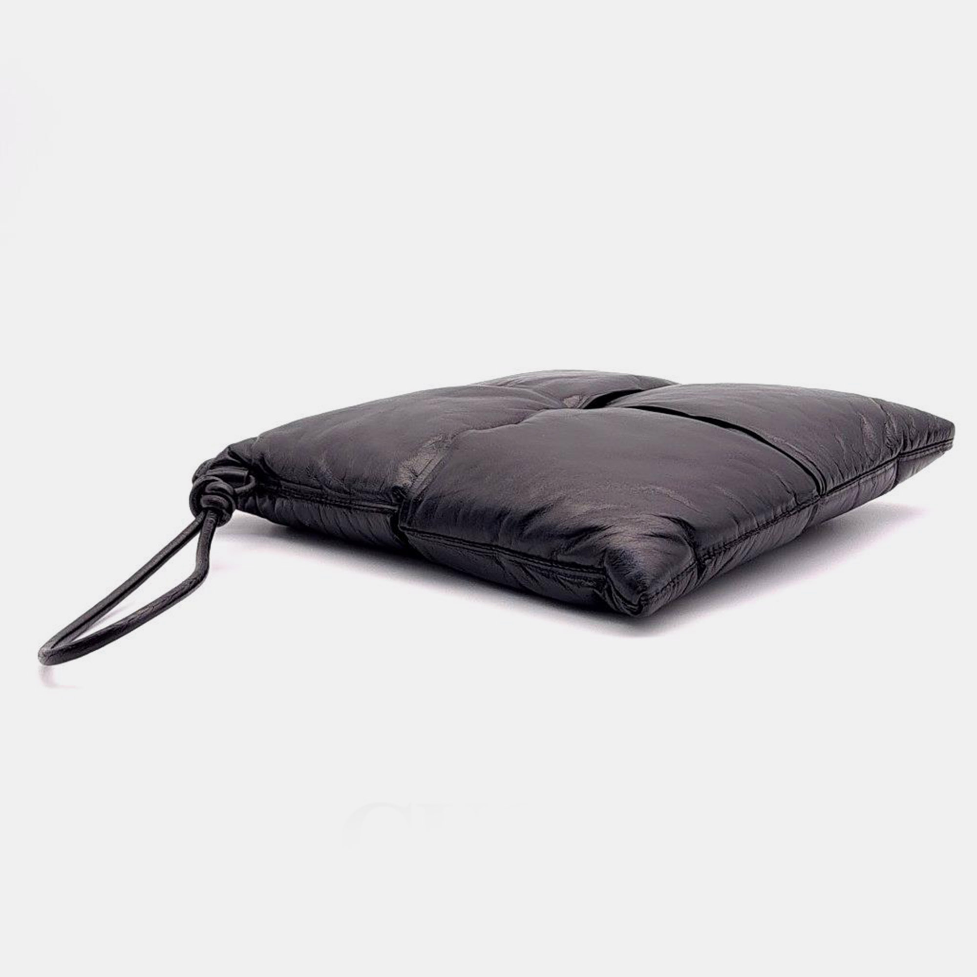 Bottega Veneta Black Leather Padded Square Pouch