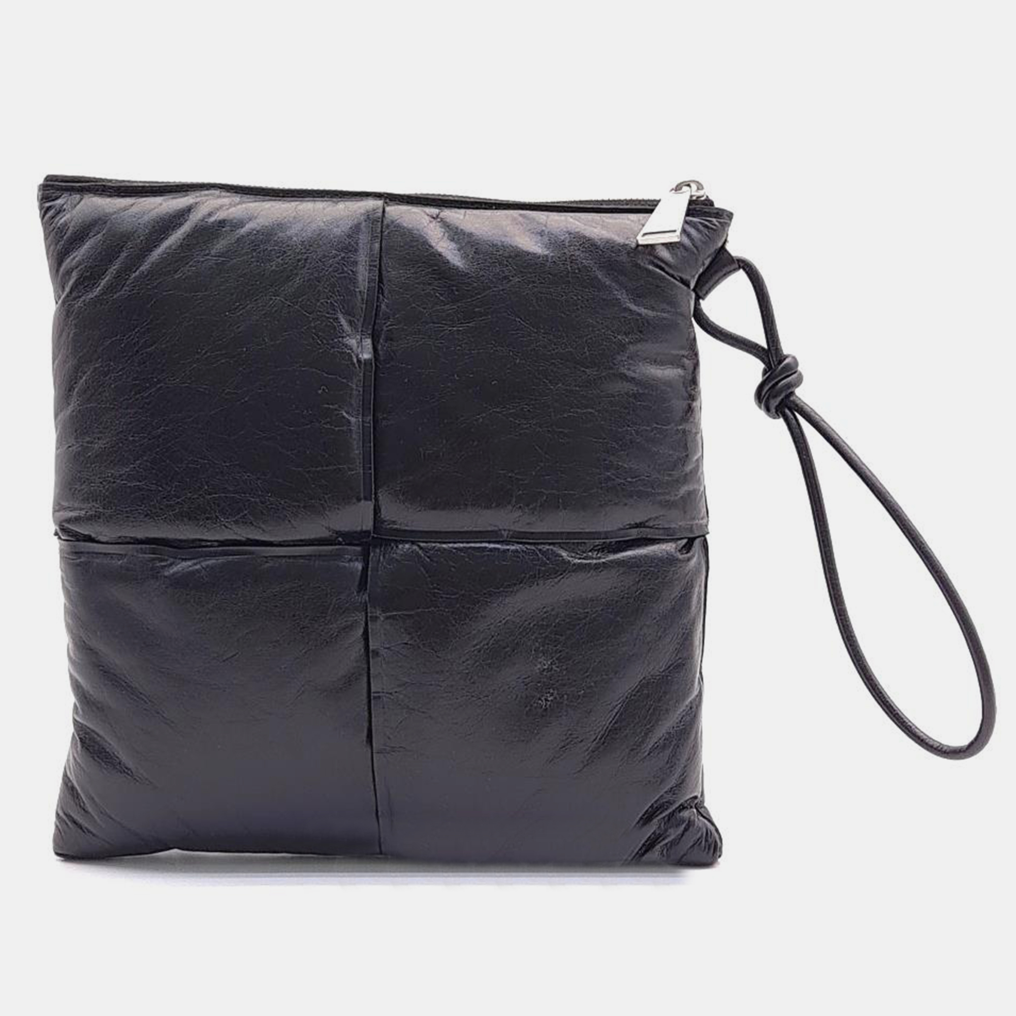 Bottega Veneta Black Leather Padded Square Pouch