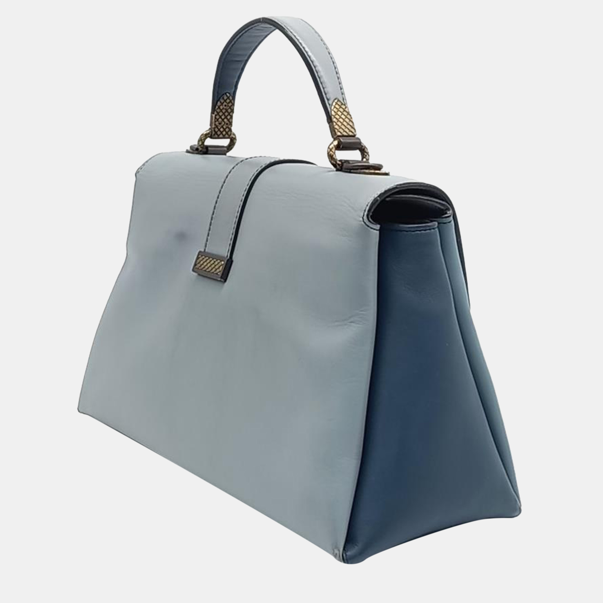 Bottega Veneta Blue Leather Nappa Medium Piazza Bag