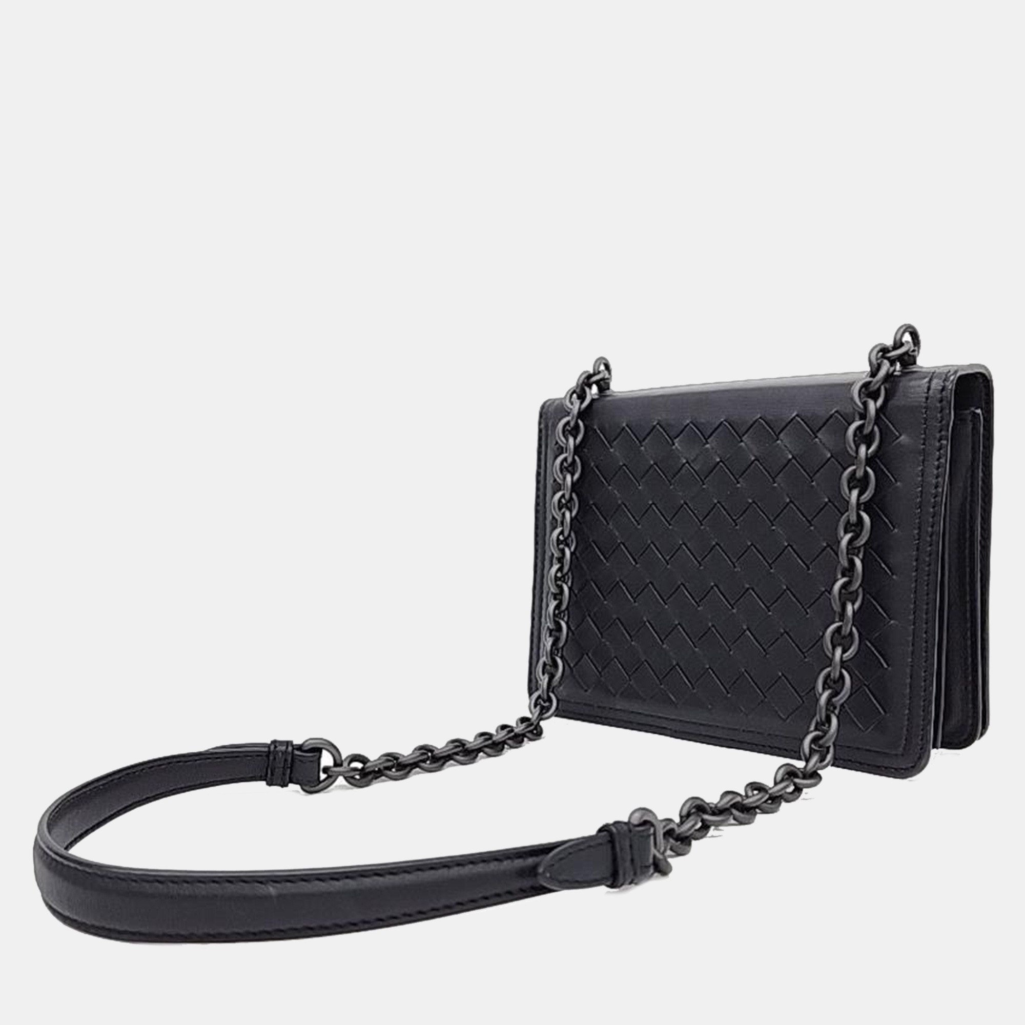 Bottega Veneta Black Nappa Intrecciato Small Runway Shoulder Bag