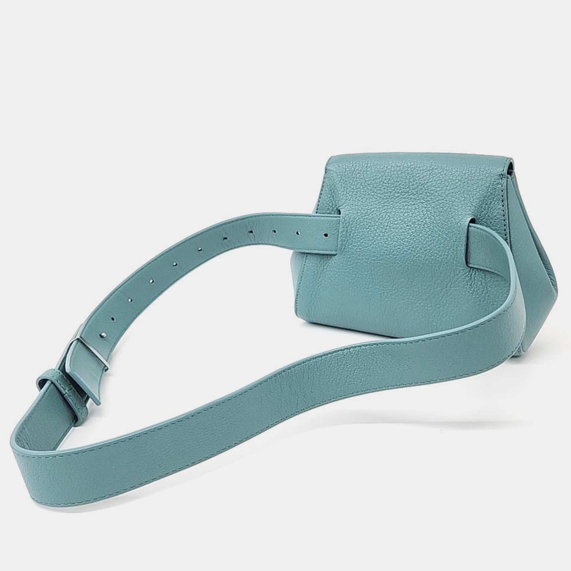 Bottega Veneta Blue Leather Triangle Mini Belt Bag