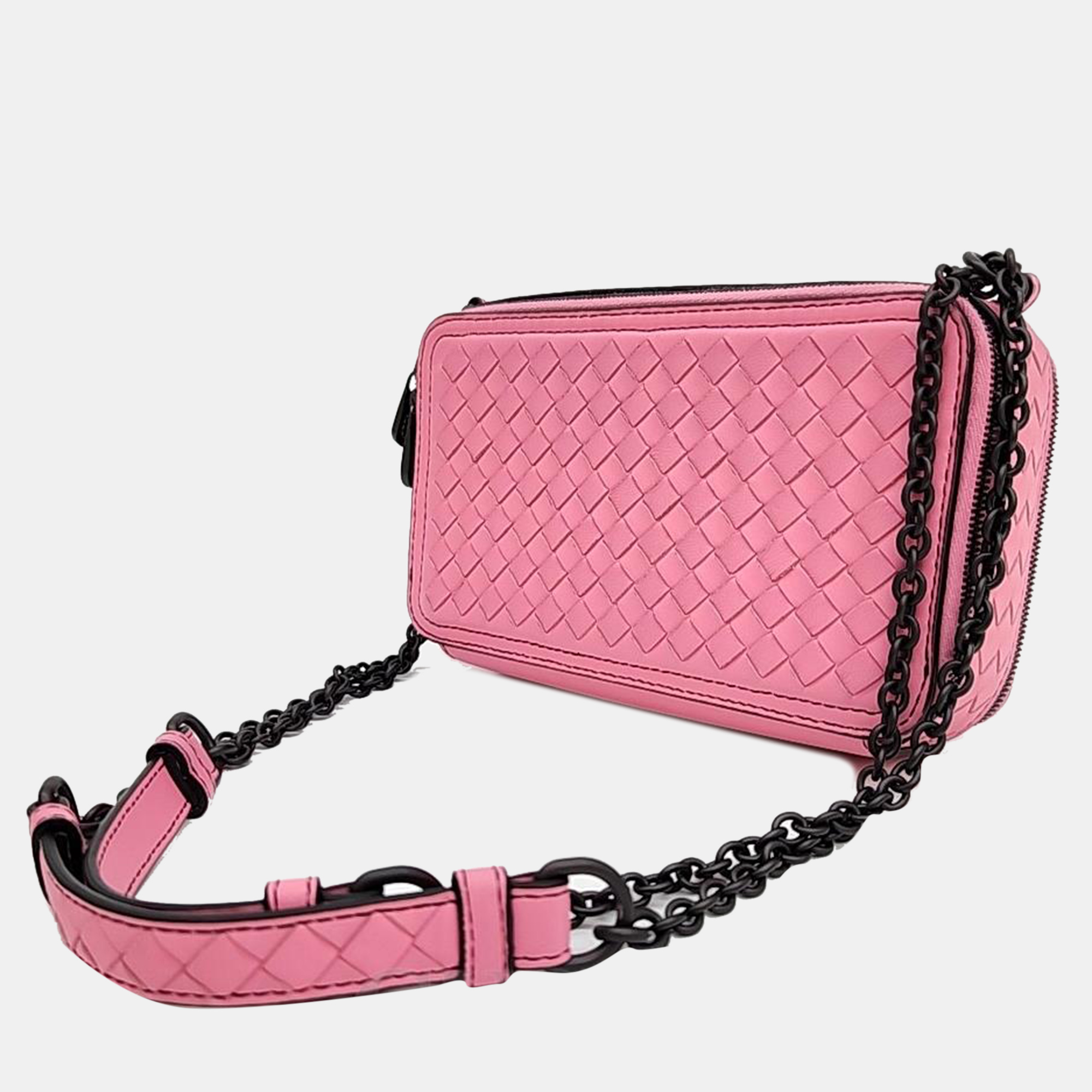 Bottega Veneta Pink Intrecciato Leather Camera Bag