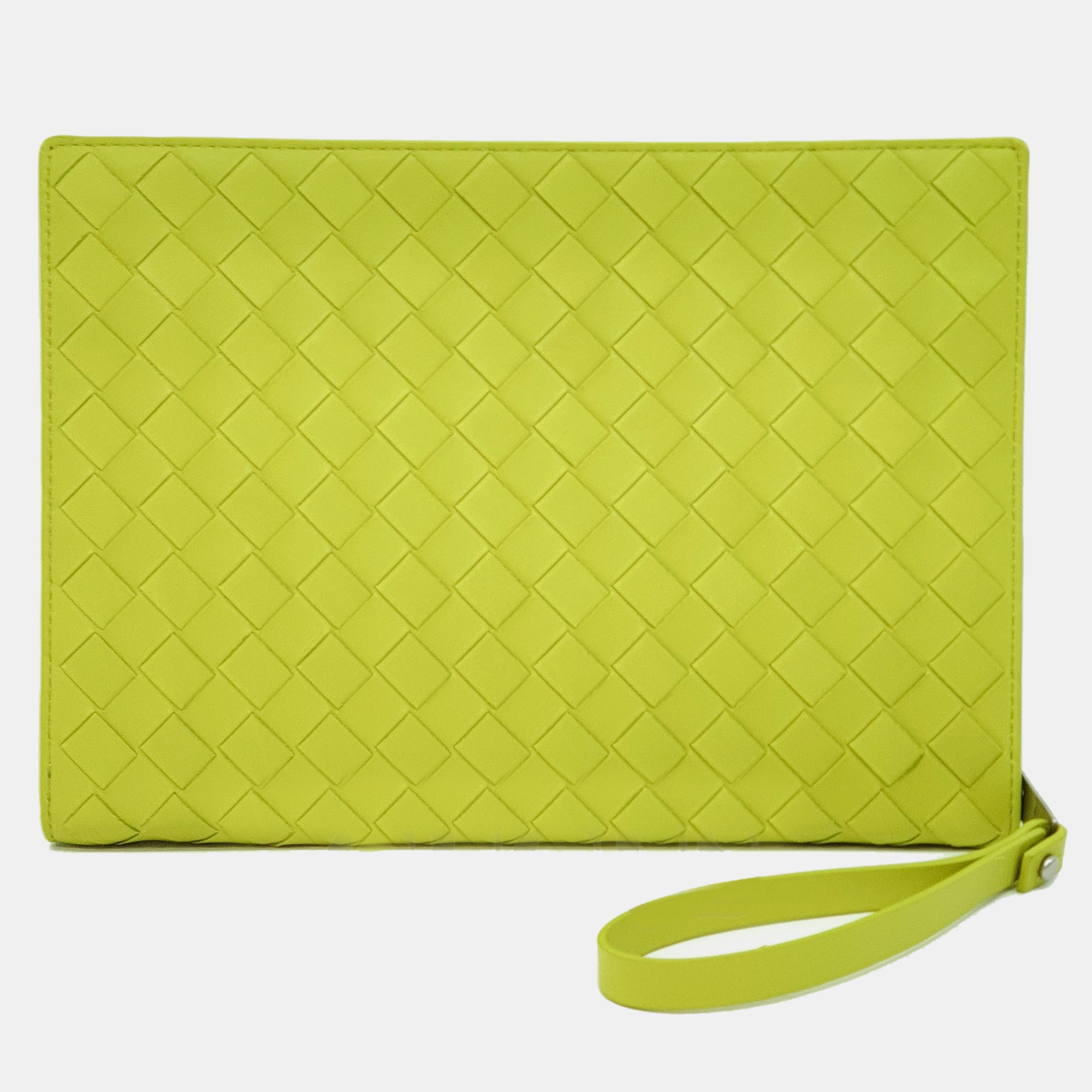 Bottega Veneta Green Intrecciato Leather Clutch