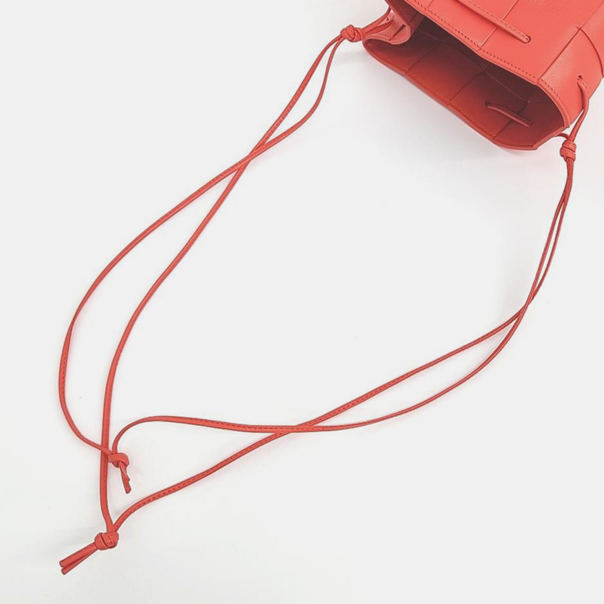 Bottega Veneta Red Woven Leather Cassette Bucket Bag