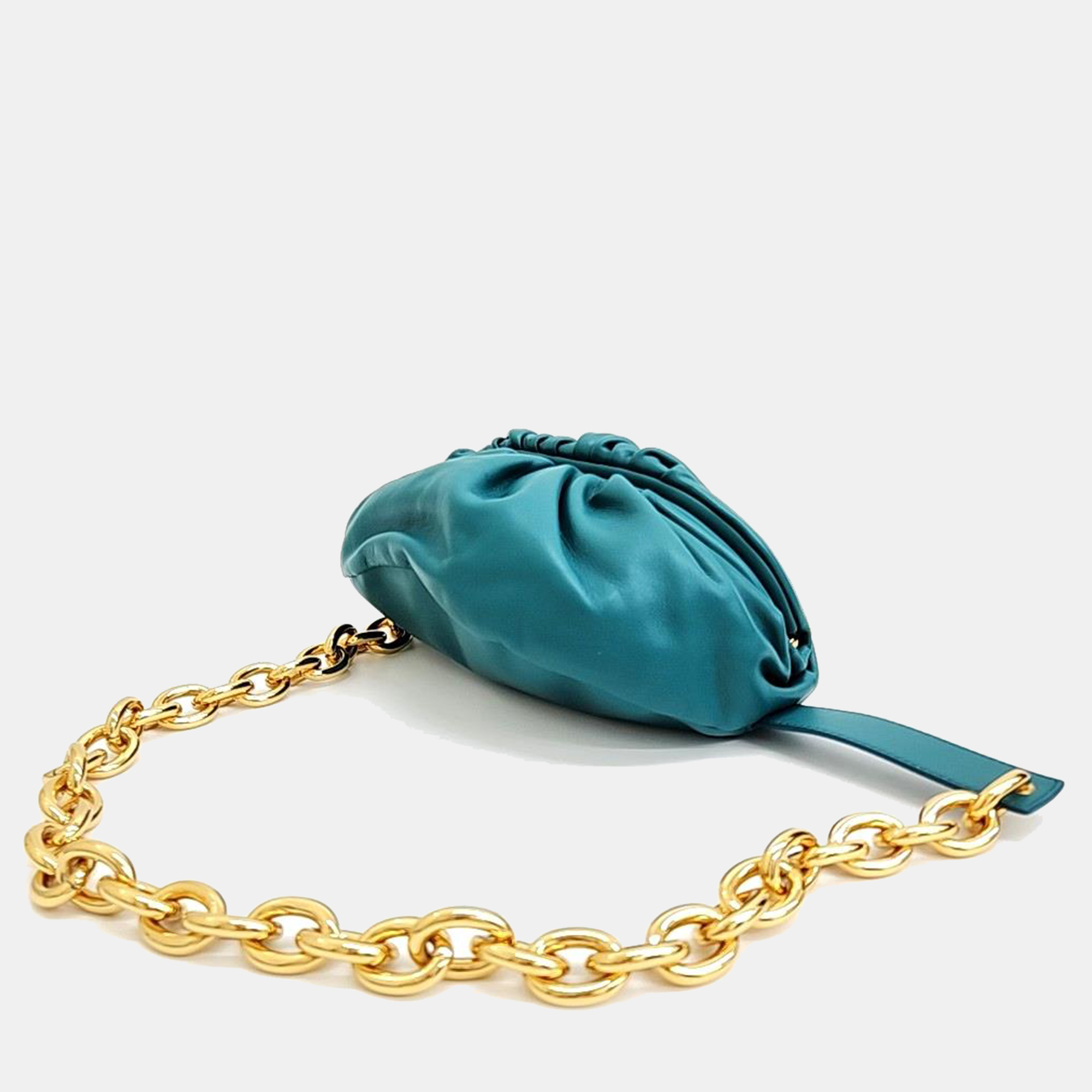 Bottega Veneta Blue Leather Belt Chain Pouch