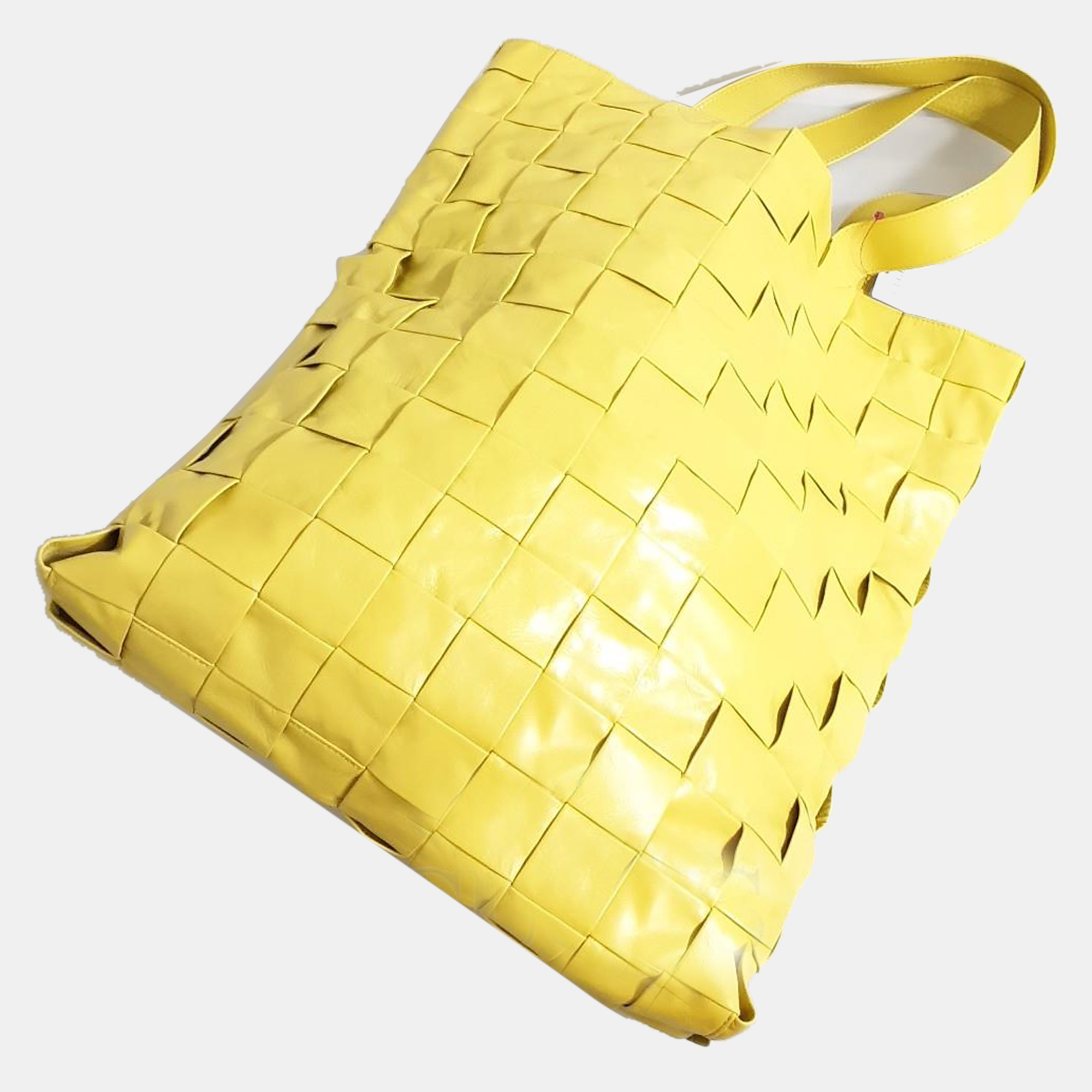 Bottega Veneta Yellow Leather Maxi Cassette Tote Bag