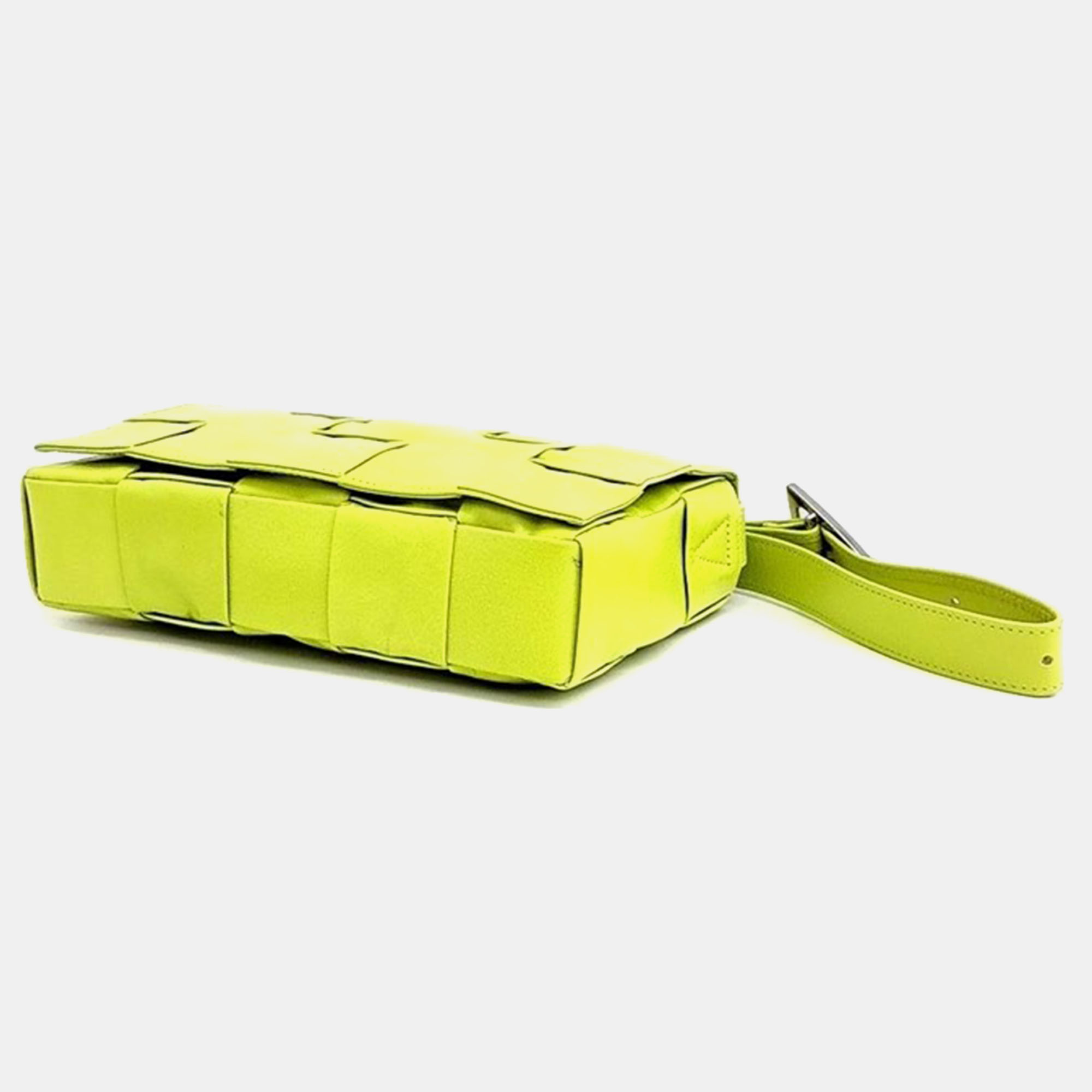 Bottega Veneta Yellow Leather Cassette Shoulder Bag