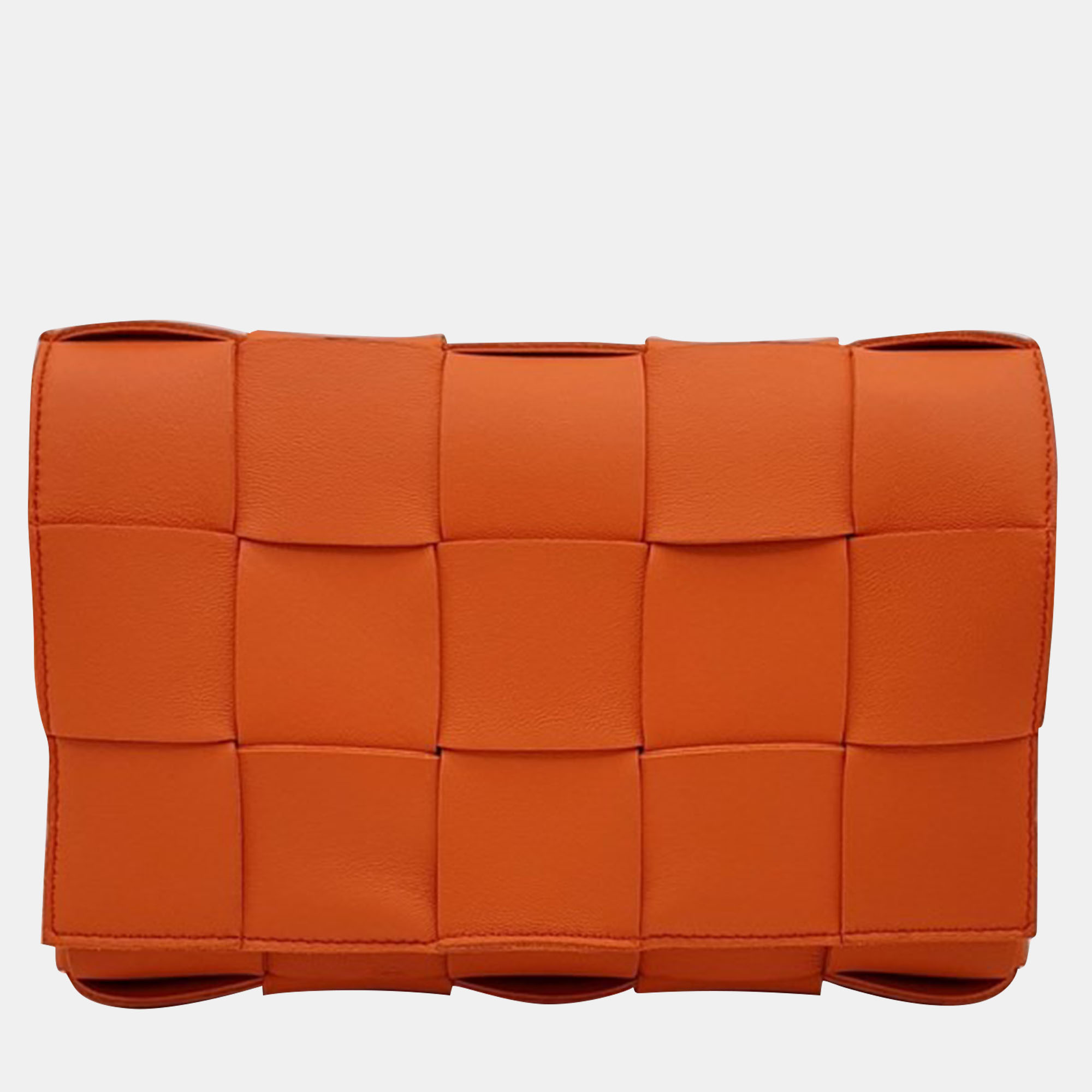 Bottega Veneta Orange Leather Cassette Shoulder Bag