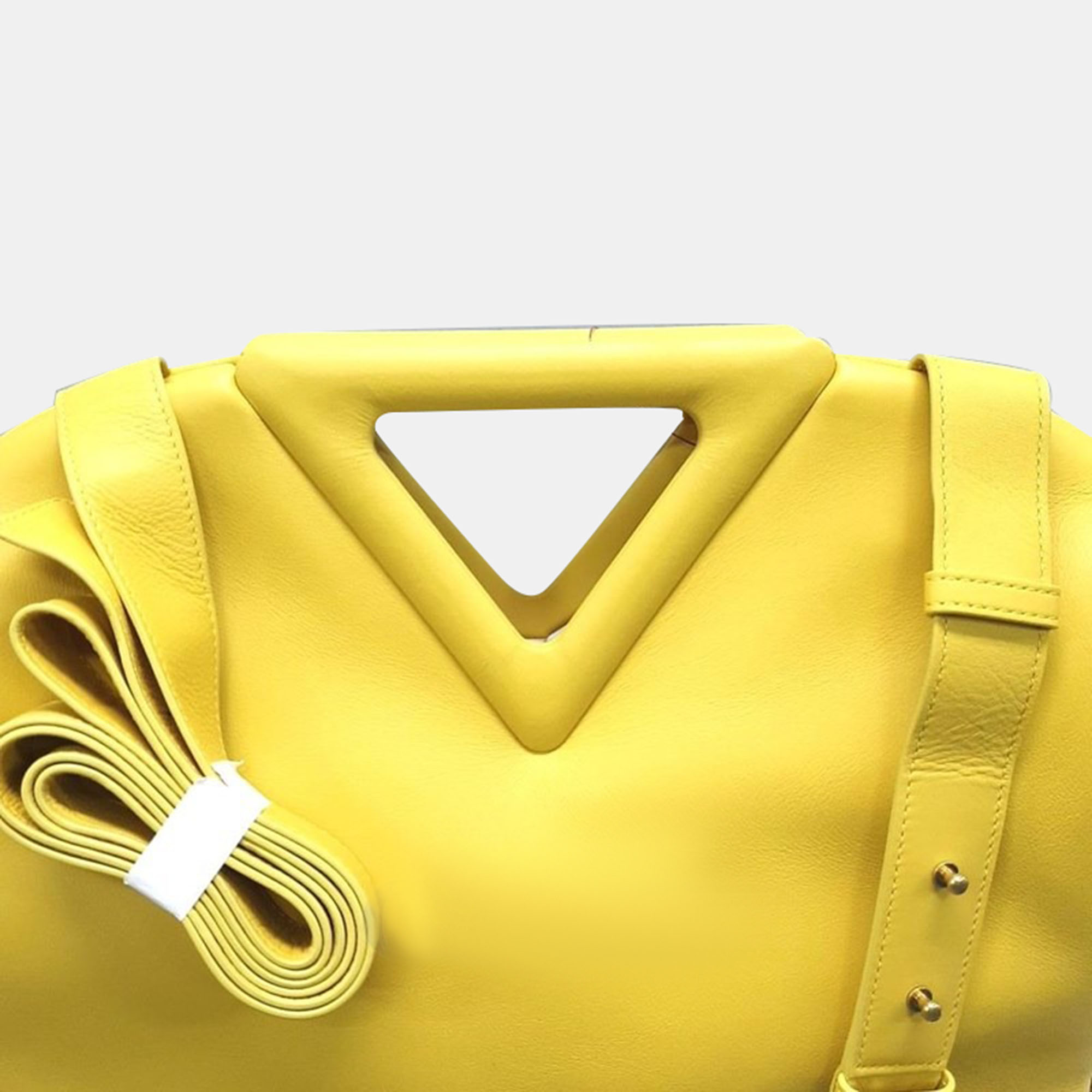 Bottega Veneta Yellow Leather Point Top Handle Bag