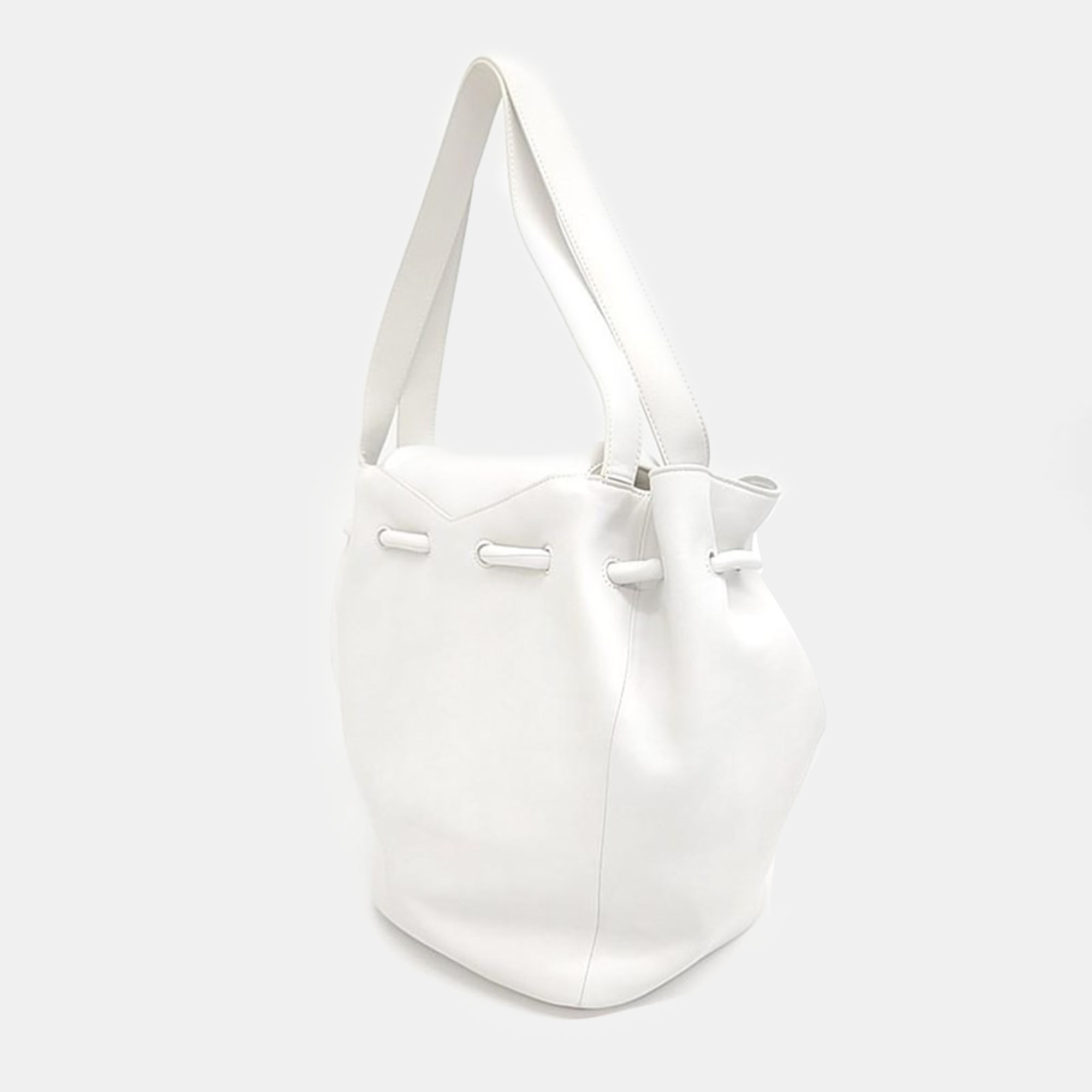 Bottega Veneta White Leather Beak Tote Bag